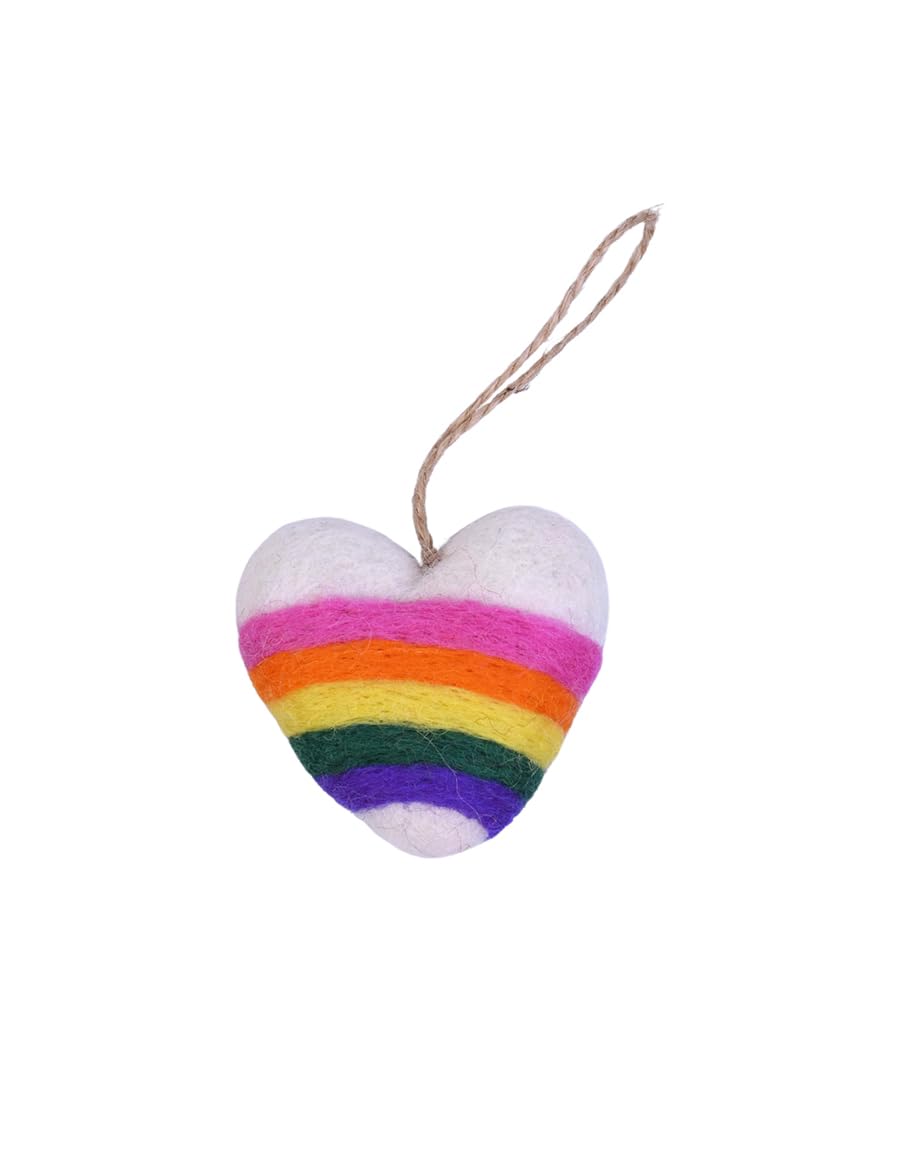 The Collection Royal Handmade Wool Felt Christmas Ornaments for Tree, Wall Hanging Decoration Charms Heart