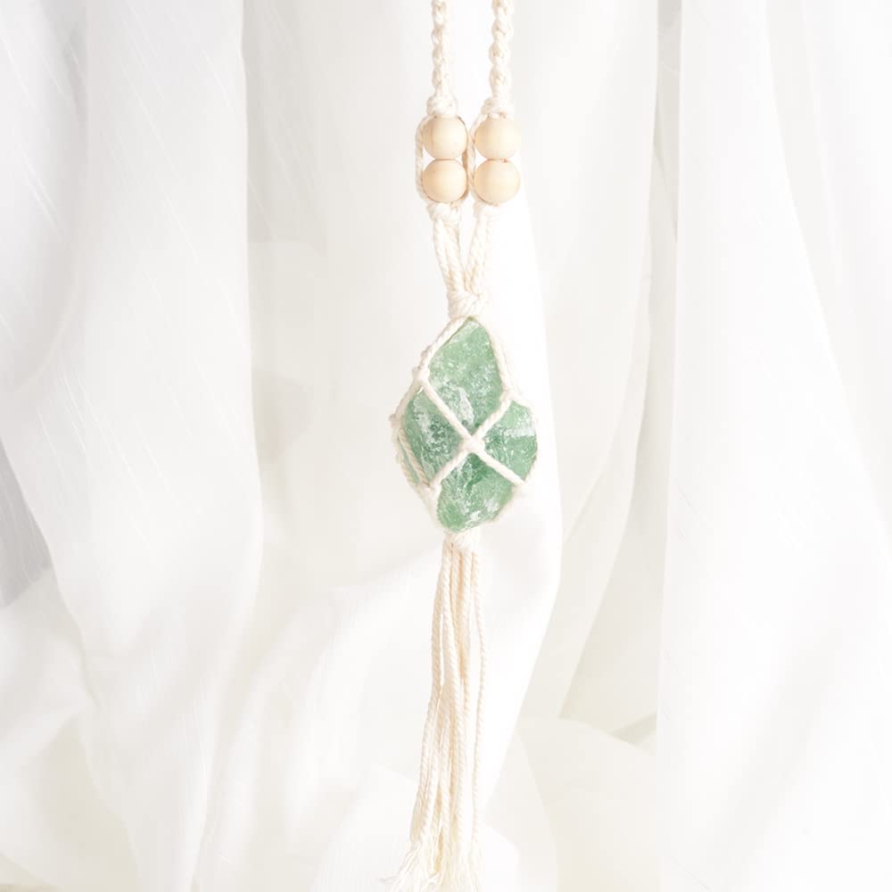 VNVETYTO Natural Green Fluorite Meditation Healing Crystals Feng Shui Hanging Ornament for Car, Window, Home Decor