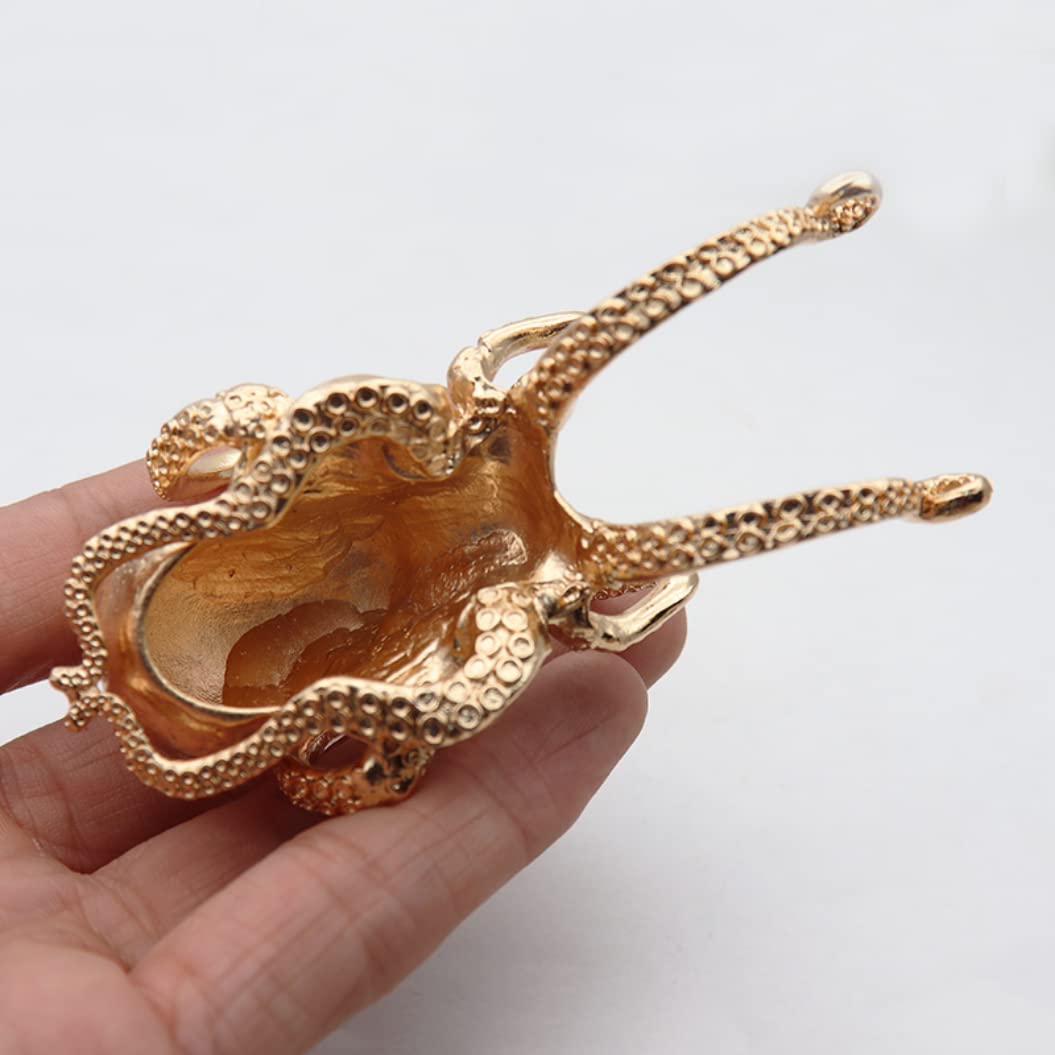 FJXQTCXD Metal Octopus Cuttlefish Figurines Statue Desk Stand for Phone Bracket Pen Spectacles Holder Car Ornaments Home Decor Crafts (Gold)