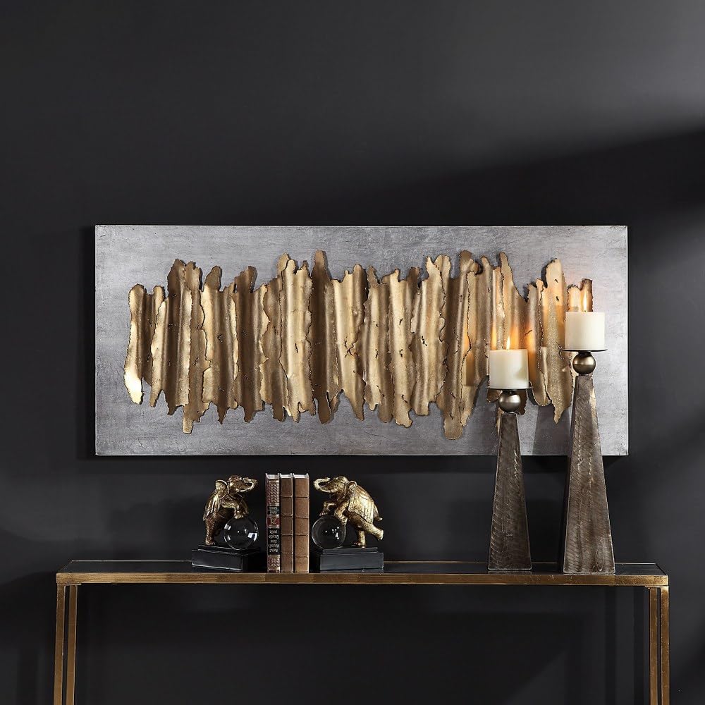 Uttermost Lev 55 1/4" Wide Gold and Silver Metal Wall Art