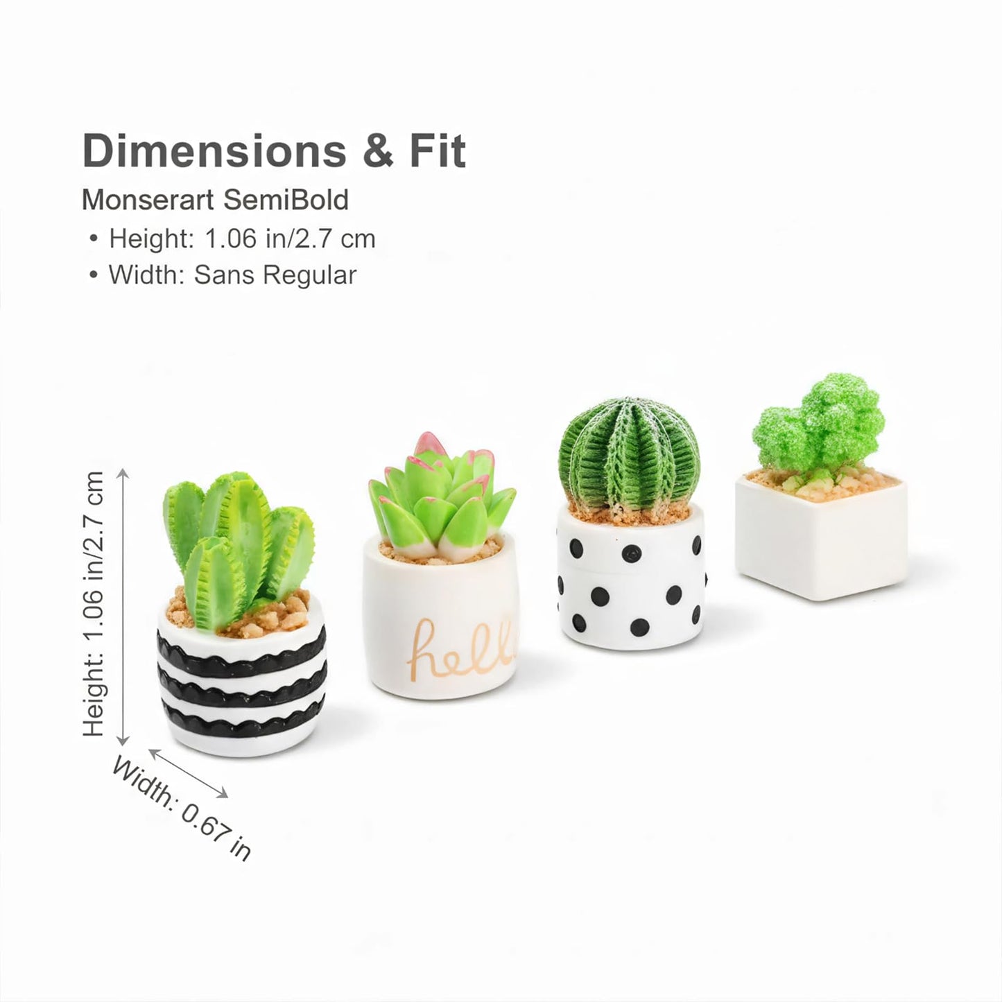 Mini Plants for Car Dashboard Decor – Unbreakable Resin Cute Car Accessories Gift for Women, Mini Planter Pots for Rearview Mirror, Center Screen & Air Vent (4-Pack)