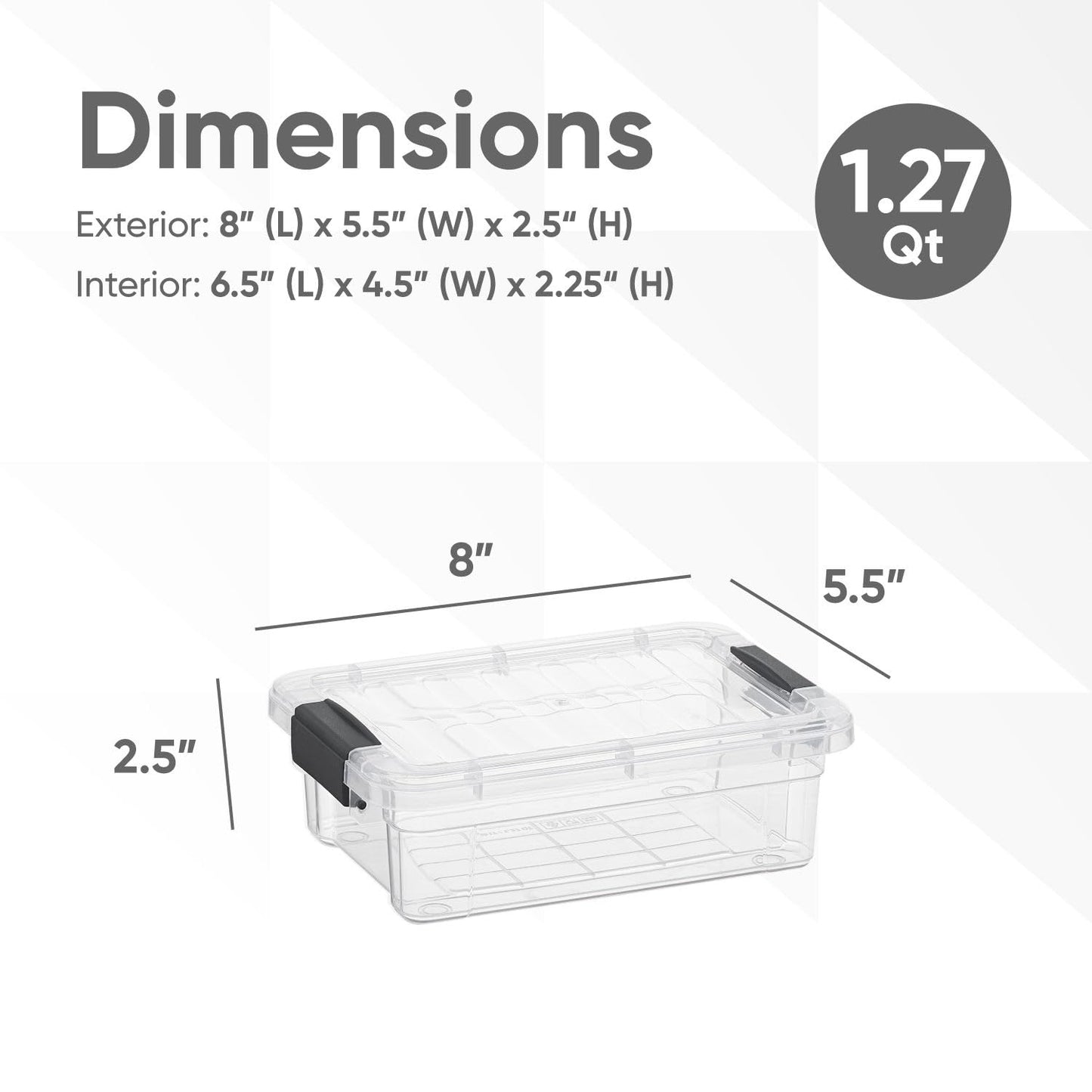 Superio Clear Storage Boxes with Lids, 1.27 Quart Plastic Container Bins for Organizing, Stackable Crates, BPA Free, Non Toxic, Odor Free, Organizers for Home, Office and Dorm