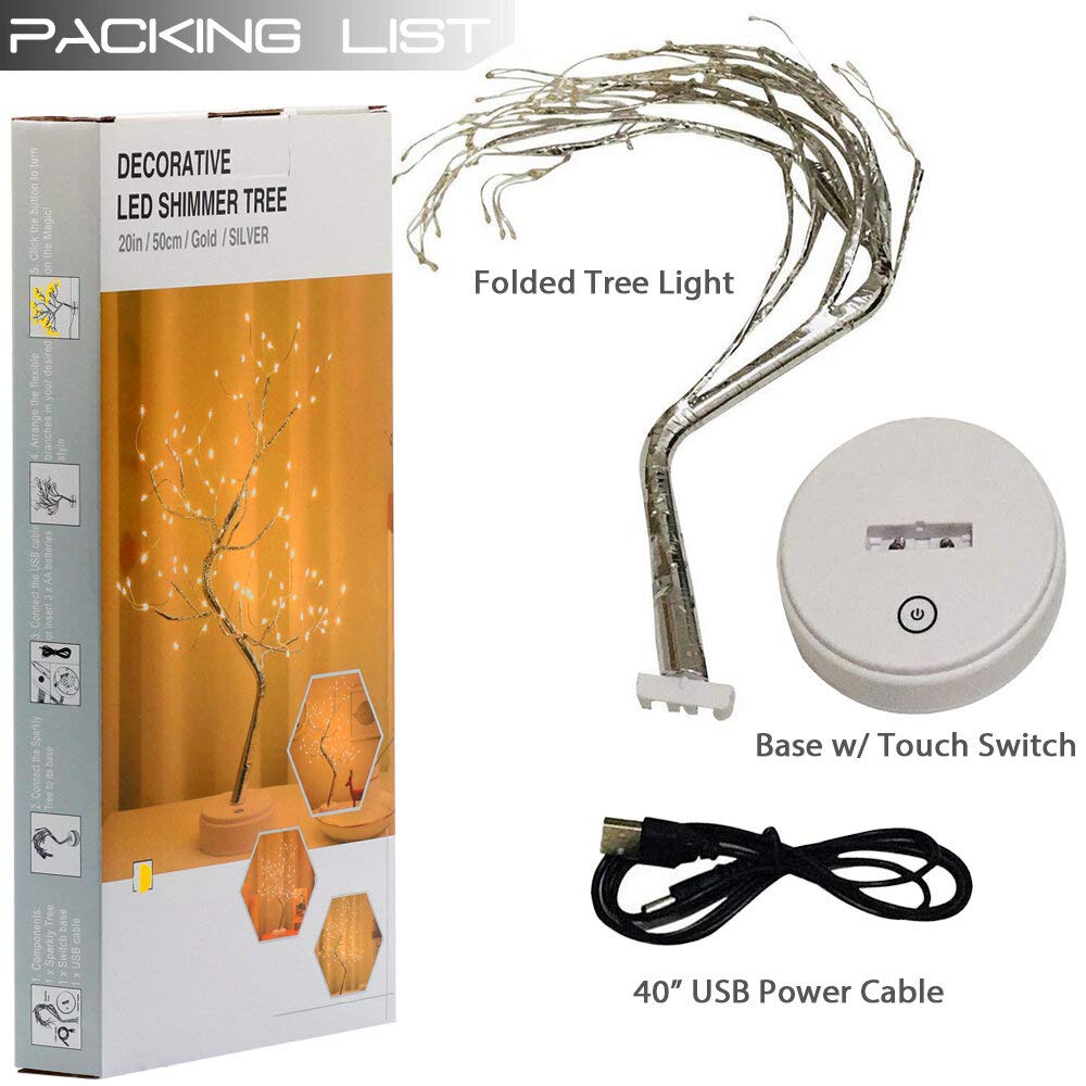 OTAVILEM LED Tabletop Bonsai Tree Light, Aesthetic Tree Lamps for Living Room, Cute Night Light, Battery/USB Operated, DIY Artificial Tree Lamp for Bedroom, Desktop,Christmas, Room Decor
