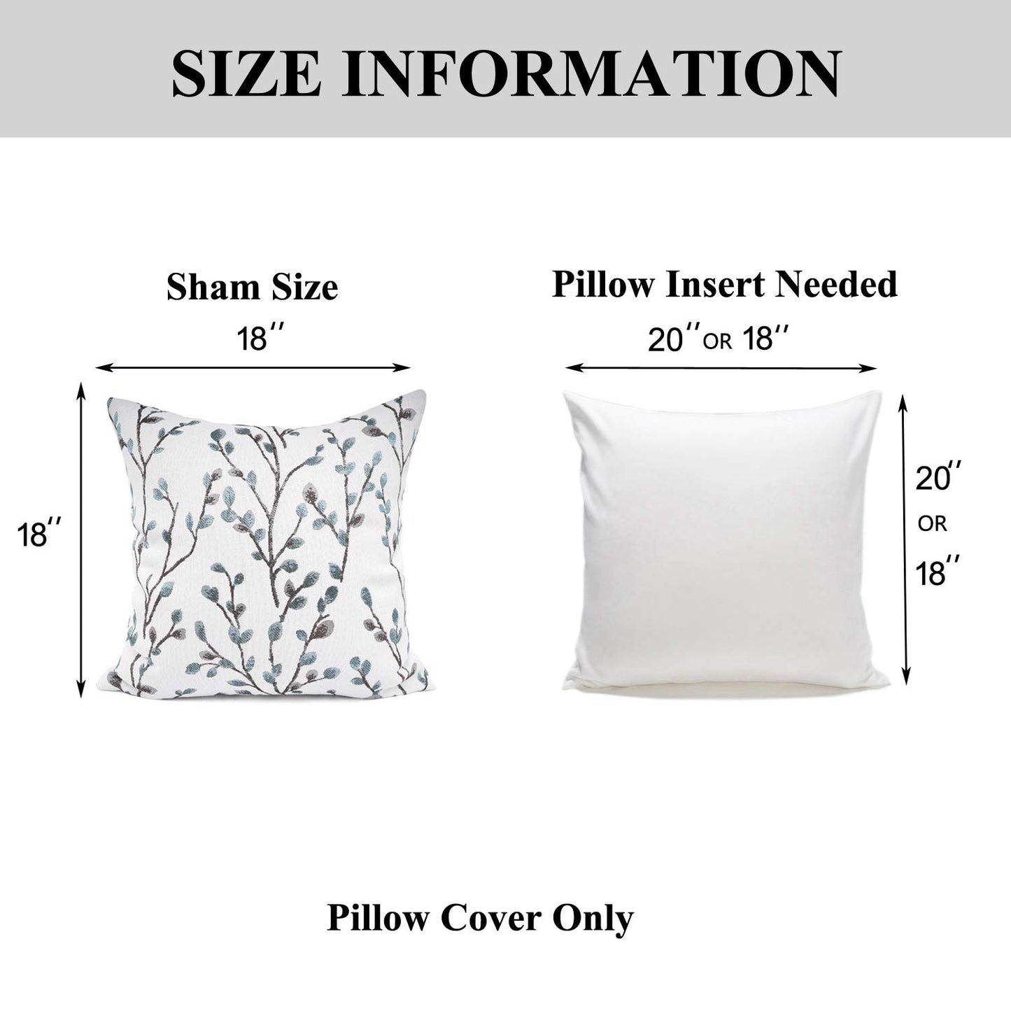 YOUR SMILE Classical Embroidery Jacquard Teal Leaf Pattern Square Decorative Throw Pillow Case Cushion Cover 18x18 inch