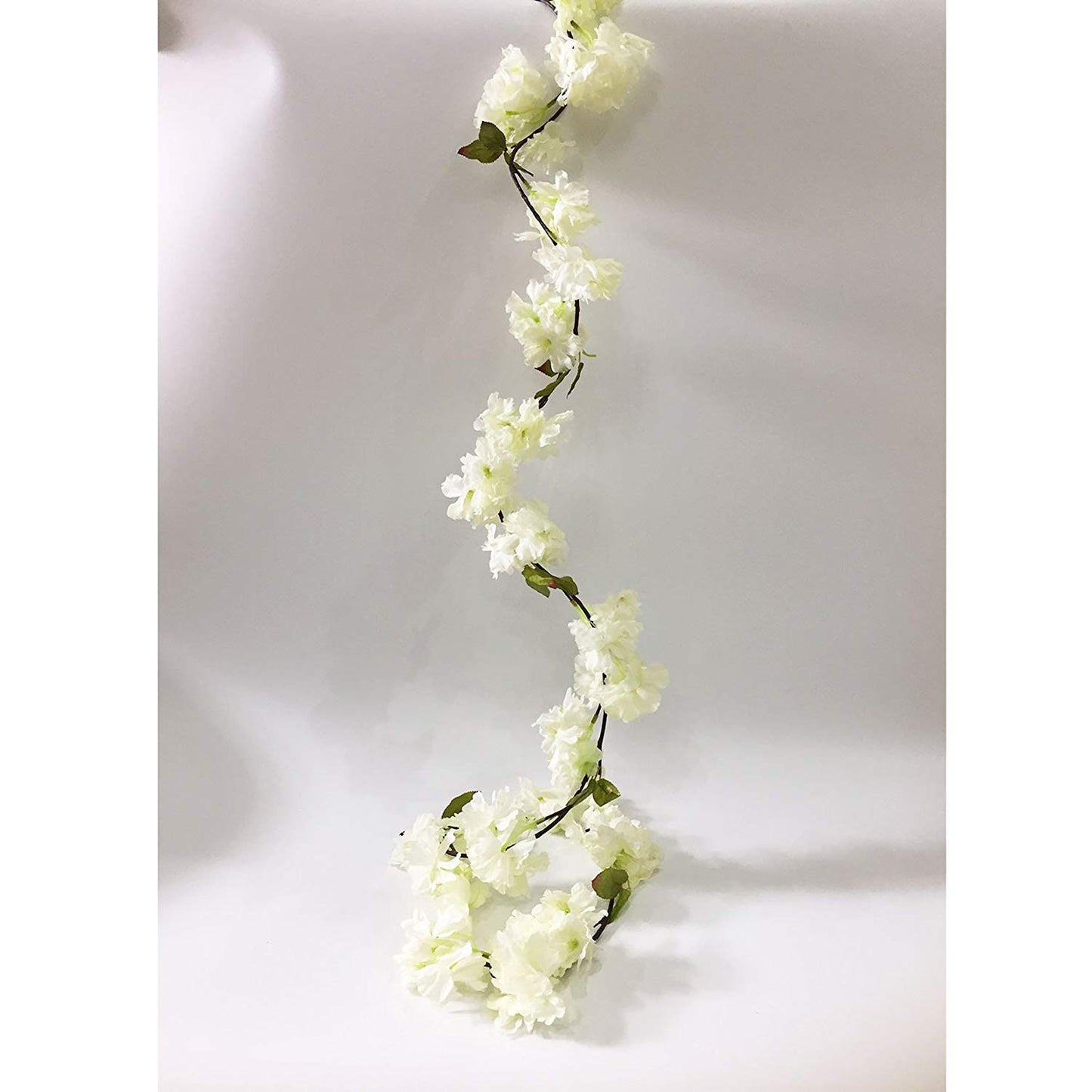 Artfen Artificial Cherry Blossom Vine Hanging Plants Faux Sakura Garland Fake Oriental Cherry Wreath Artificial Flower 5.8 FT White
