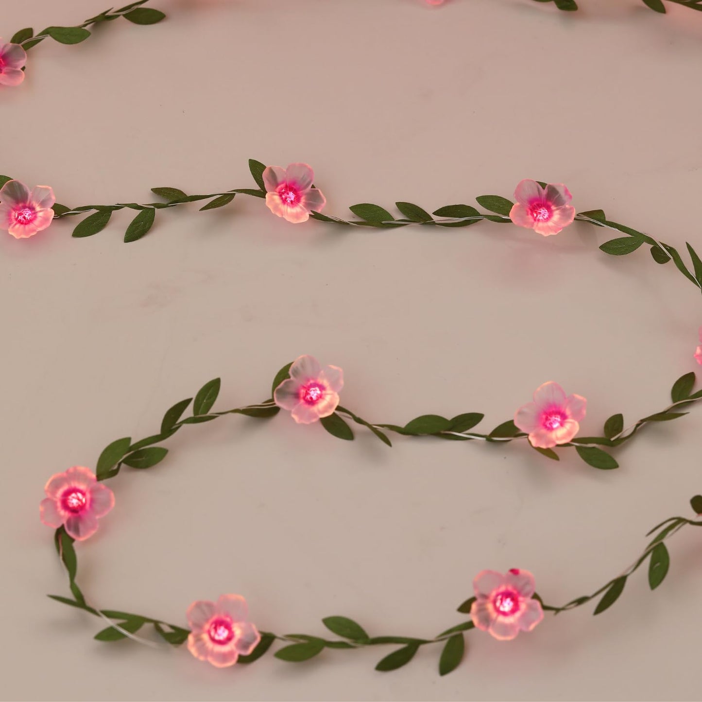 Cherry Blossom Vine Lights 13ft 40 LED Flower String Lights USB Plugin & Battery Operated Fairy Lights with Timer 8 Modes Remote Decorative Light for Mother's Day Graduation Bedroom Wedding Party
