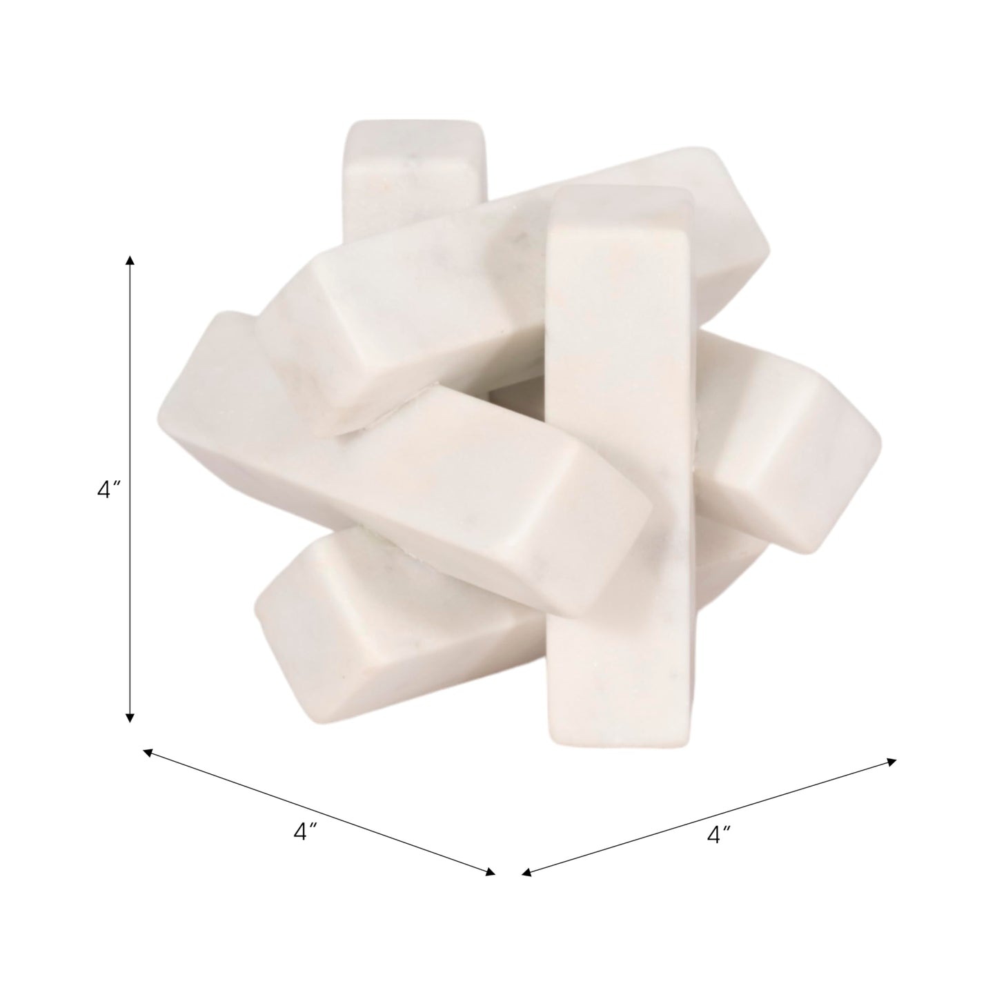 Sagebrook Home 4-Inch White Marble Geometric Orb