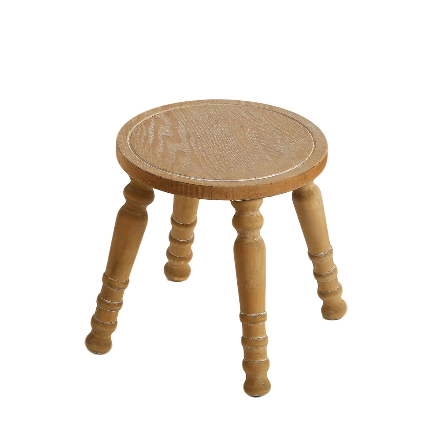 HuiDao 100% Solid Wooden Step Stool, Small Wooden Stool for Adults, Wood Plant Stools, Small Round Stool for Bathroom, Kitchen, Bedroom, Plant Stand
