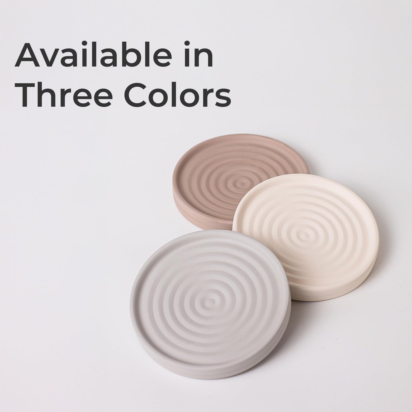 Selegna Diatomite Soap Holder, Circular Design with Ripple Pattern, Absorbent Bath Soap Dish (Beige)