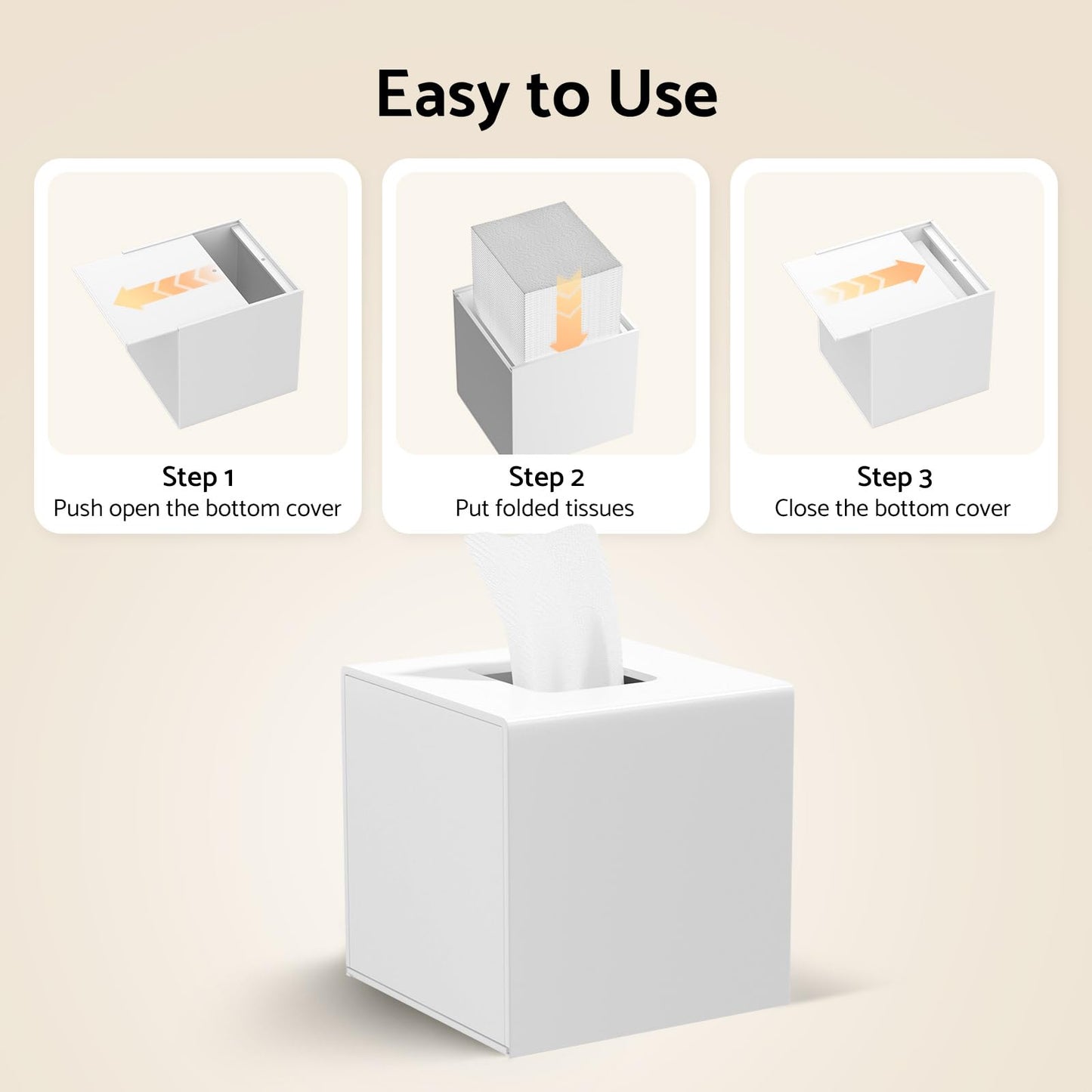 HIIMIEI Acrylic Tissue Box Cover Decorative Square Tissue Holder Napkin Dispensert for Bathroom-White