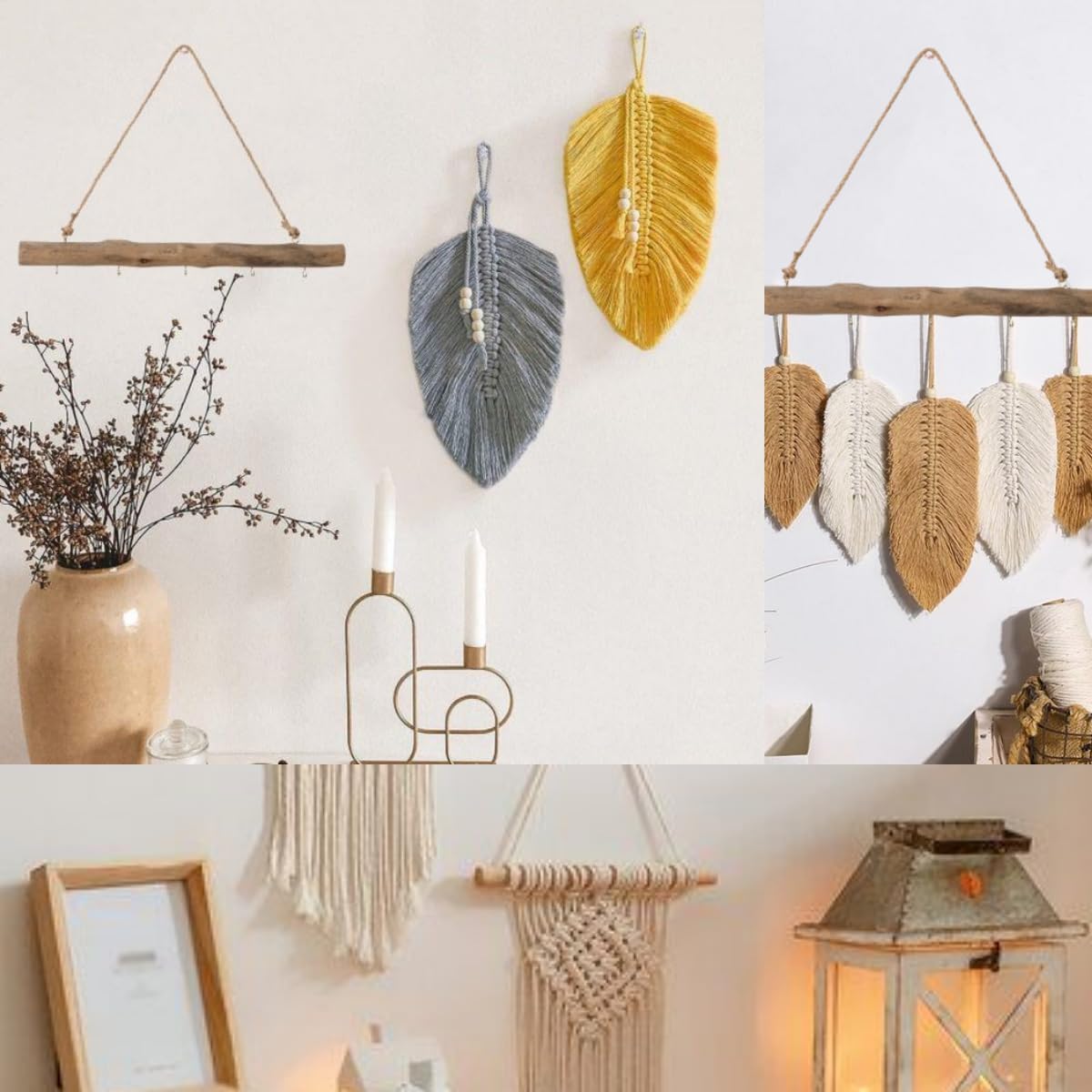 BYHER 15-Inch Driftwood Wall Hanging Jewelry Hanger - Rustic Wood Logs Hanging Branch Decor with 5 Hooks, Handcrafted from Natural Drift Wood Pieces for Crafts (Rustic)
