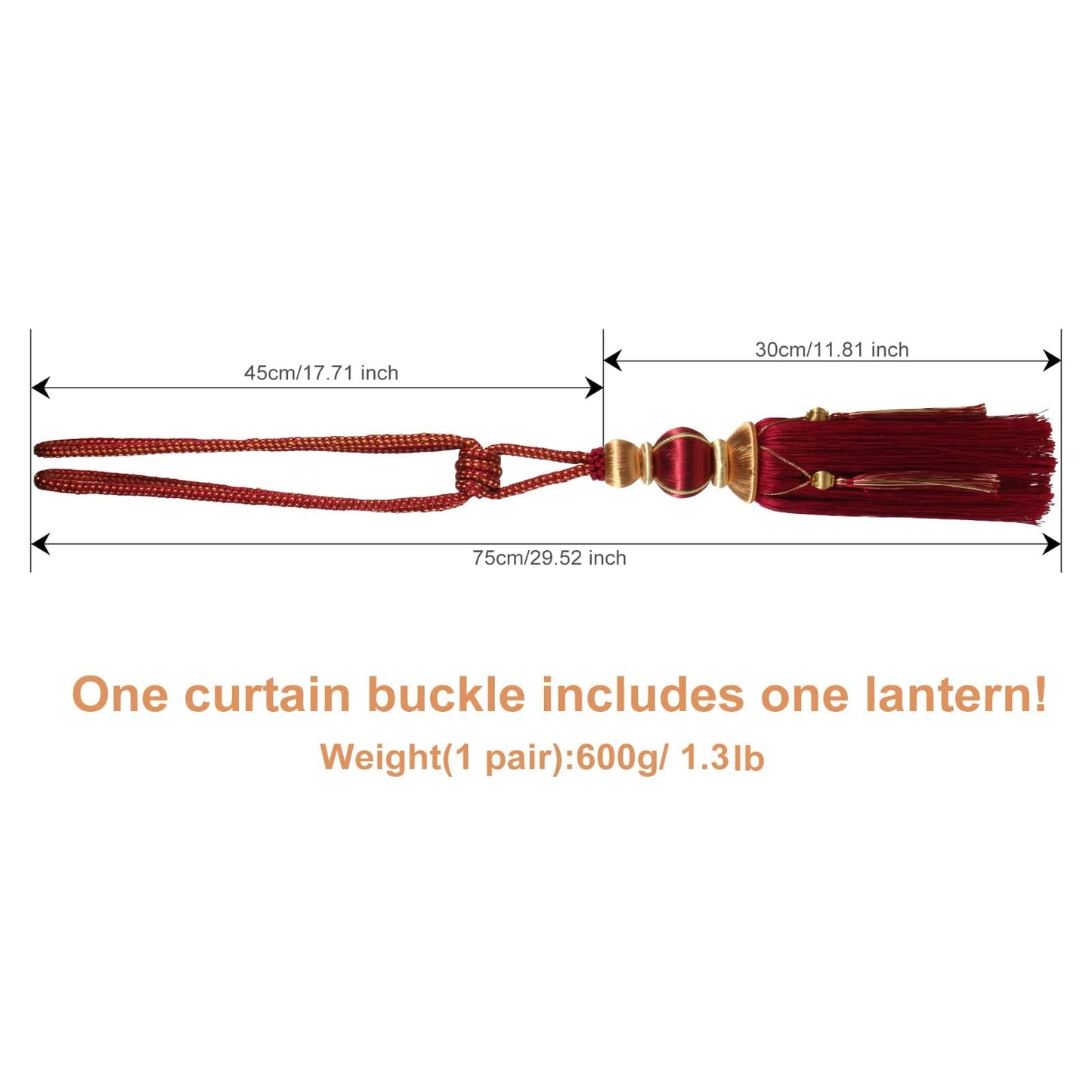 Paired Lantern Single Hanging Ball Tassels Curtains Buckle Sling Binding Lantern Tiebacks Handcrafted Braided Buckle Drapery Curtain Holdbacks Window Treatments for Home 2 Pack