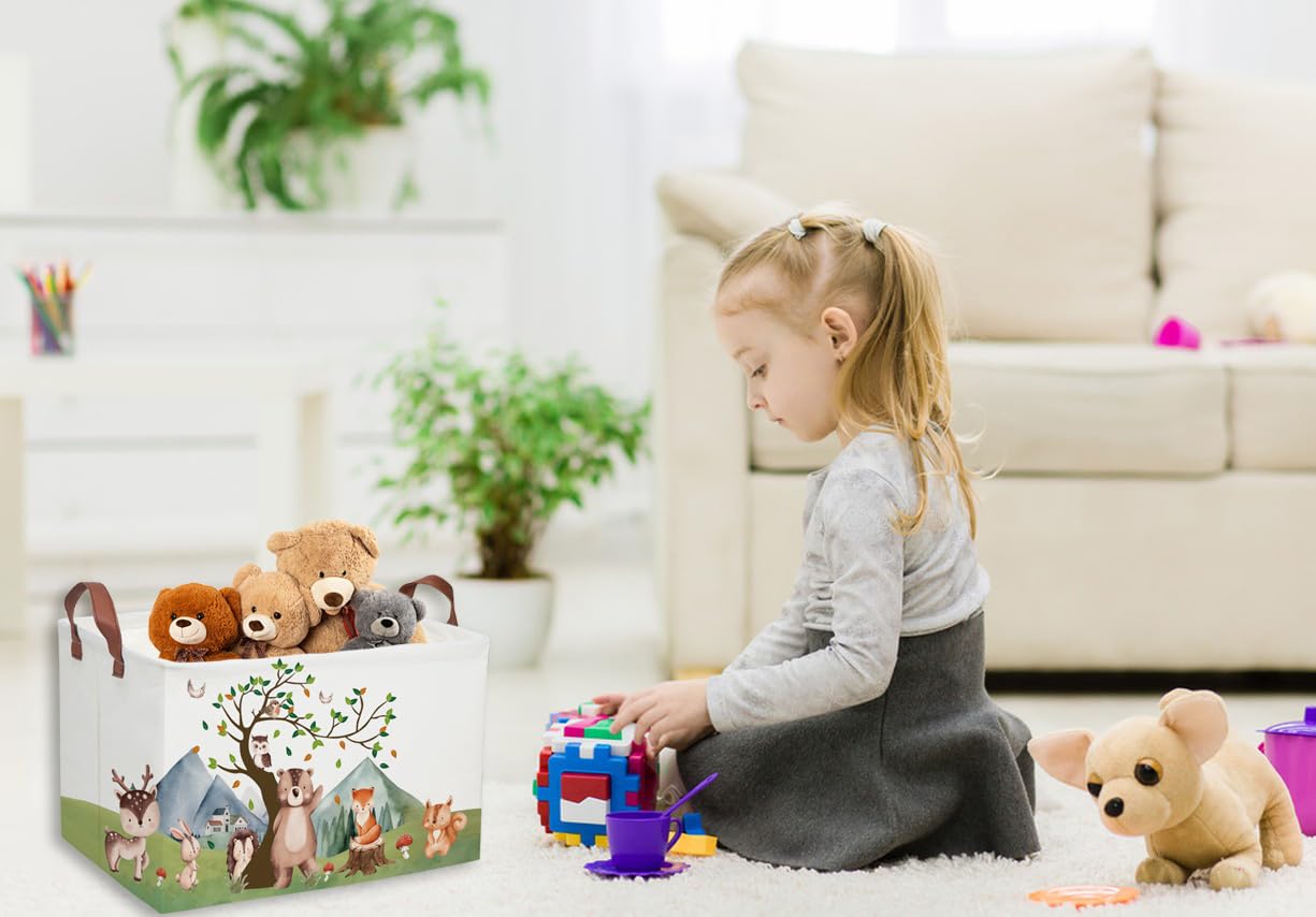 DDBASKET Kids Basket Animal Baskets Cute Storage Bins Rectangular Toy Storage Bin Organizer Book Box ,Animals Room Decor(Mountain animal)