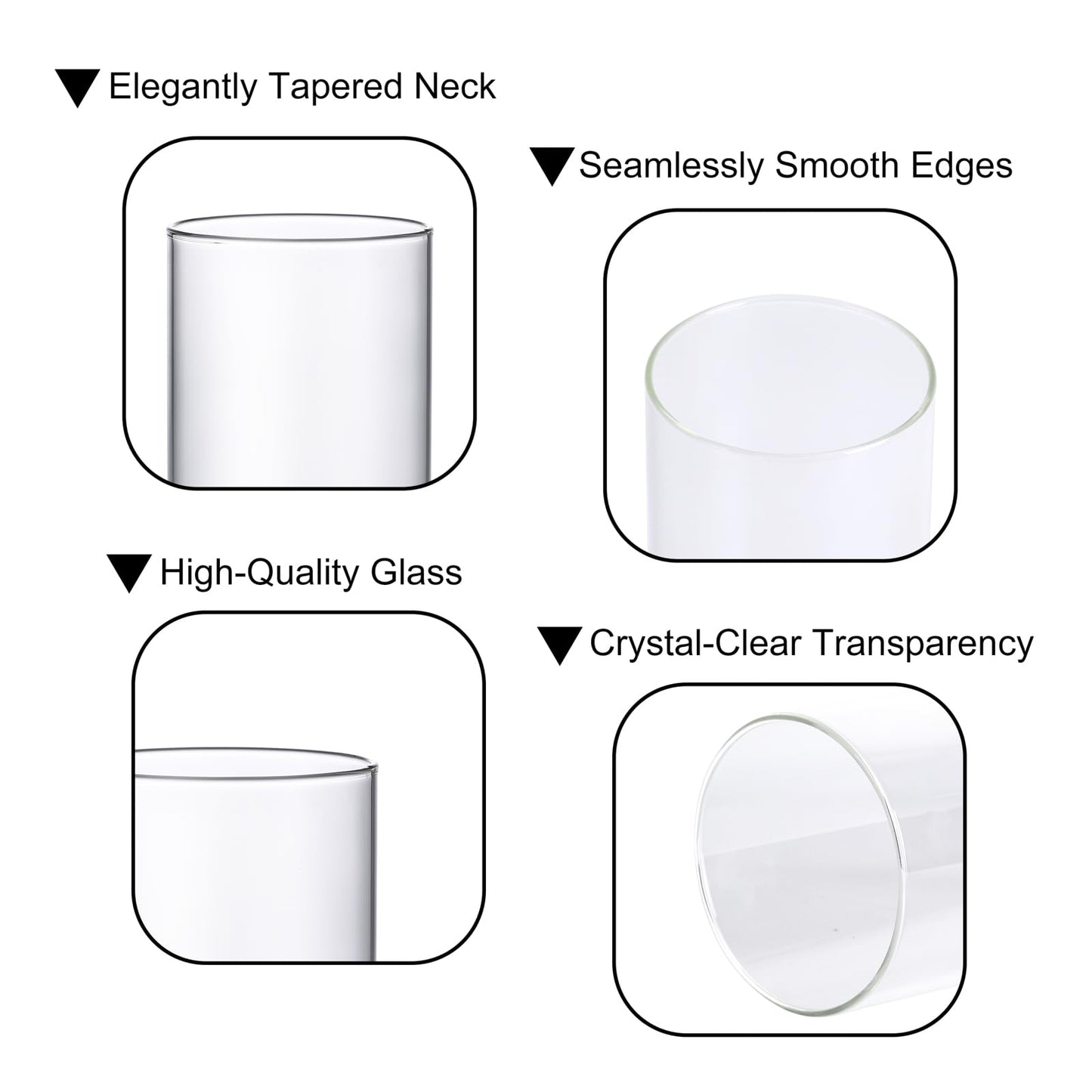 PHOSPHOR Hurricane Candle HoldersFor Pillar Candle Clear Glass Cylinder Centerpieces Vases Table Decoration Centerpiece Floral Room Decor Clear Seeded Bubbles Living Dining Kitchen 3 Pieces