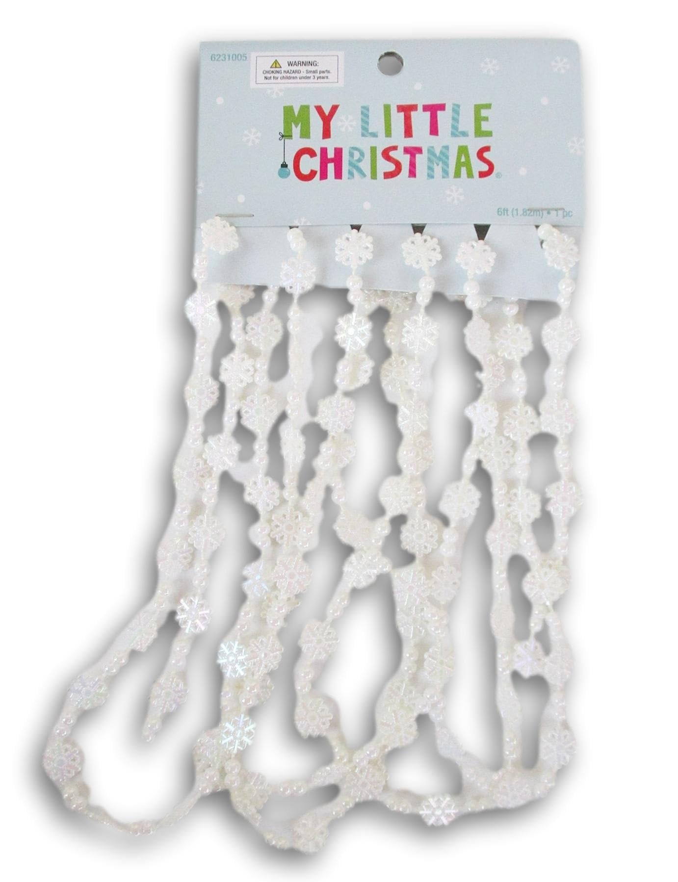 My Little Christmas Christmas Mini Snowflake Garland - 6 Feet (72 Inches) - White Plastic Irregular Shape Artificial Garland