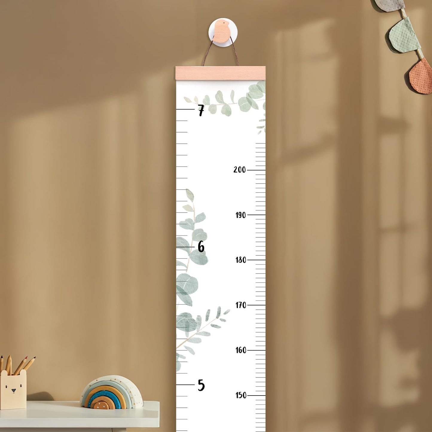 let's make Growth Chart for Wall 7 Ft Height Chart with Keepsake Box & Hook Waterproof Canvas Measure Wall Ruler Removable Neutral Nursery Wall Decor for Baby Kids Toddlers