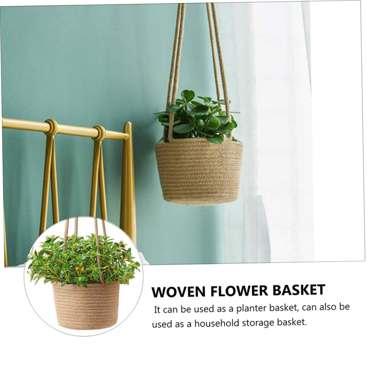 Cabilock 1pc Woven Hanging Basket Pot Macrame Decor Hanging Baskets for Plants Hand Decor Hanging Wall Planter Macrame Hanging Planter Basket Tabletop Planter Woven Basket