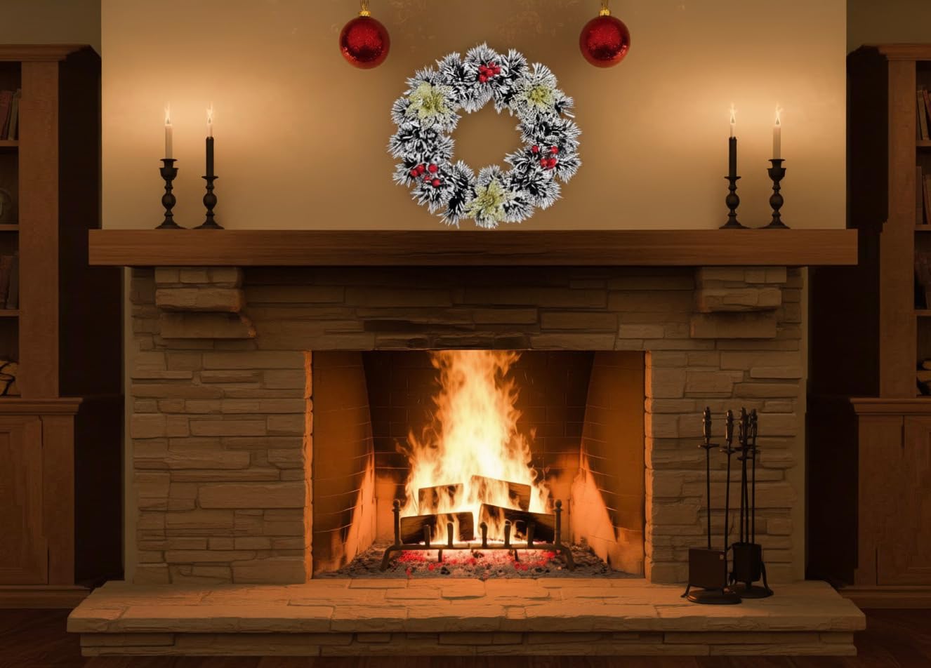 Christmas Wreath for Front Door, Pinecone Ornaments Wreath for Winter Tree, Holiday Party Decorations