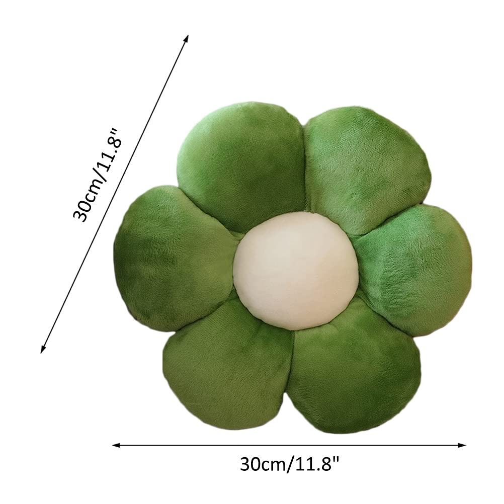 lannery Flower Plush Throw Pillows, Flower Floor Pillow Seating Cushion Toy for Reading, Room, Watching TV (11.8", Dark Green)