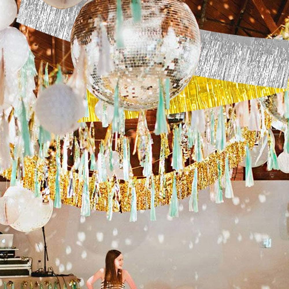 BEISHIDA 3 Packs 30 Feet Metallic Foil Fringe Garland Tinsel Streamers,Shiny Silver Wall Hanging Tinsel Fringe Banners for Wedding Birthday Party Decoration Halloween Christmas New Year