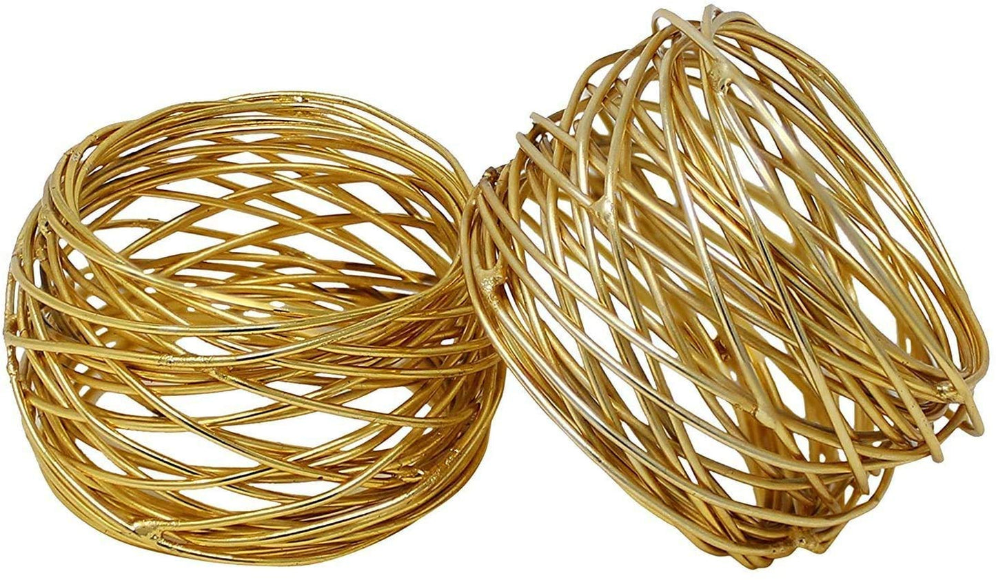 ARN Crafts Golden Round Mesh Napkin Rings- for Weddings Dinner Parties or Every Day Use (Gold Mesh Napkin Rings- Set 12)