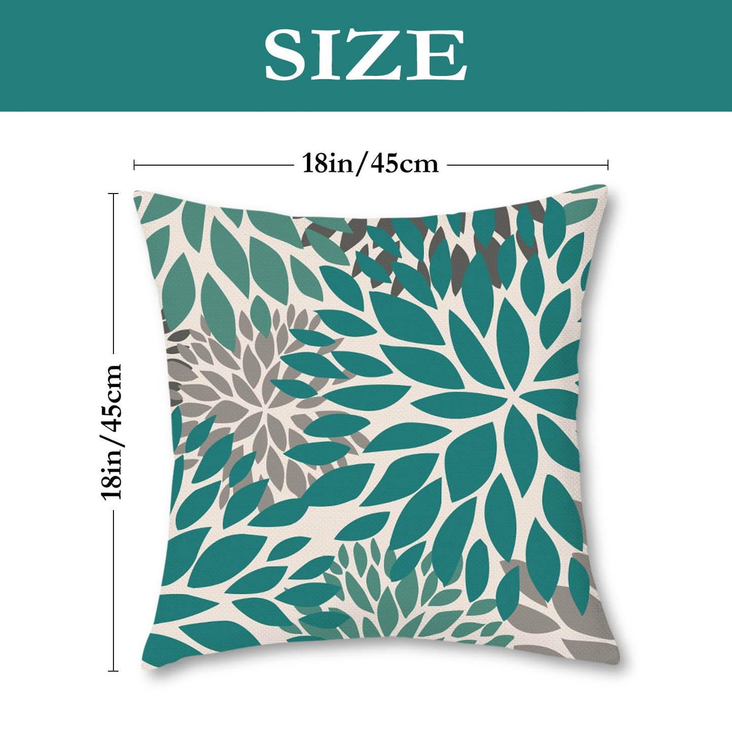 Hopomoon Green Pillow Covers 18x18 Set of 4,Gray and Green Modern Daisy Floral Pillowcases White Linen Square Cushion Covers for Living Room Sofa Bedroom