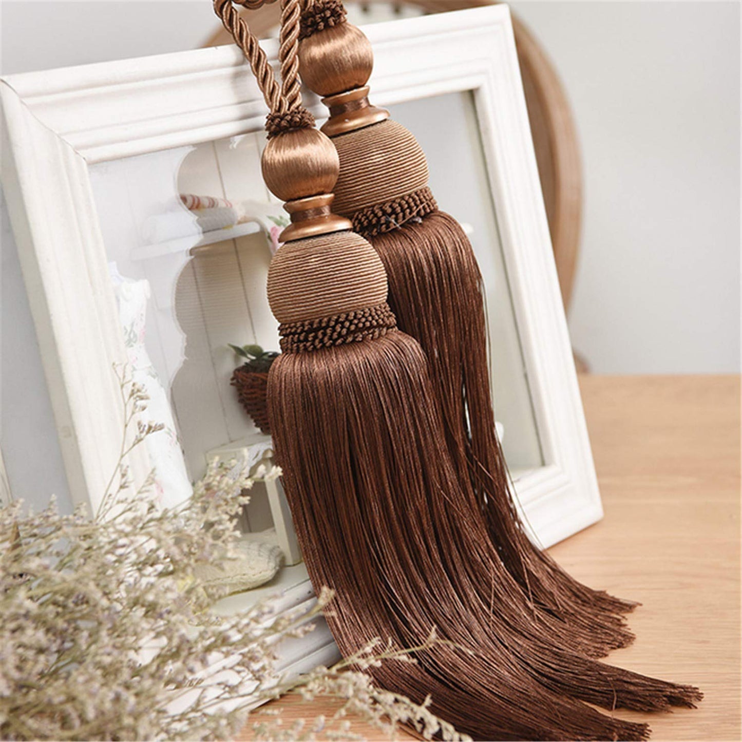 Selling Wonderful Curtain Holdbacks Curtains Tiebacks Home Decorative Braided Buckle Fastener Accessories Window Drapery Ball Tassels Tiebacks, Set of 2 (Coffee)