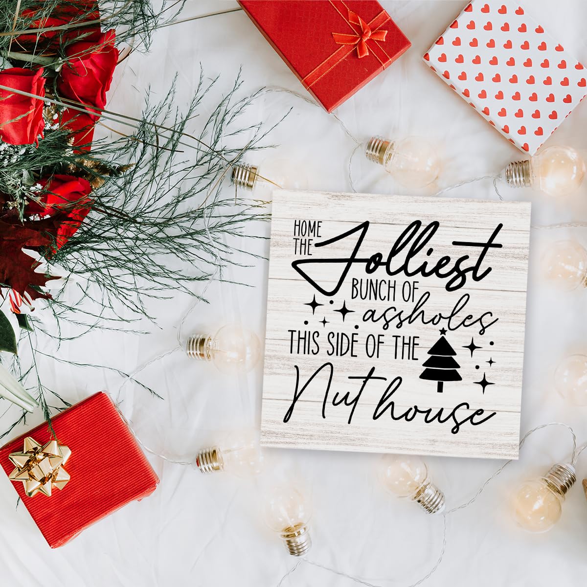 Christmas Decor Christmas Wooden Sign Christian Desk Decor Christmas Vacation Humor Quote Sign Home Office Desk Table Cubicle Shelf Decor Gifts for Women 5 x 5 inch