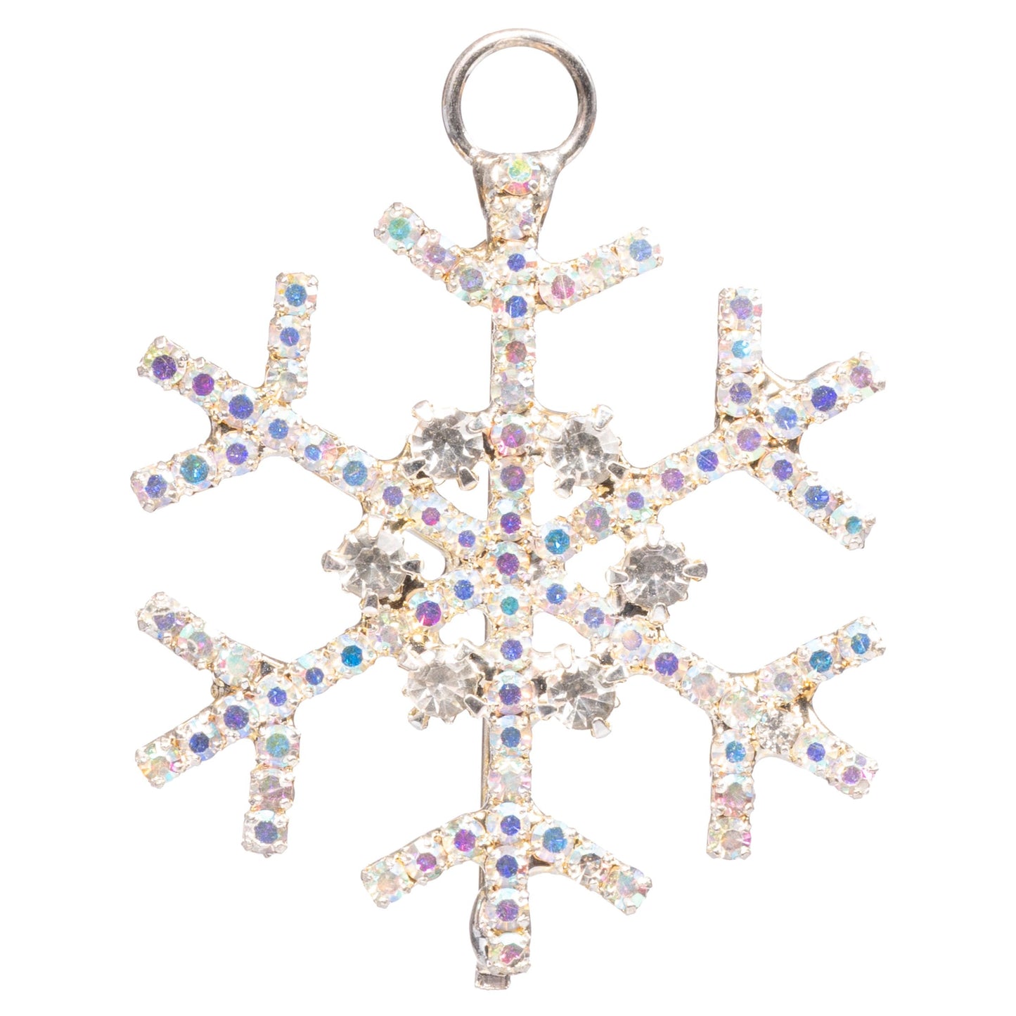 Karma, Rhinestone Christmas Ornament Charm, Sparkly Crystal Metal Elegant Holiday Ornament for Tree, Gift or Winter Décor, Iridescent Snowflake