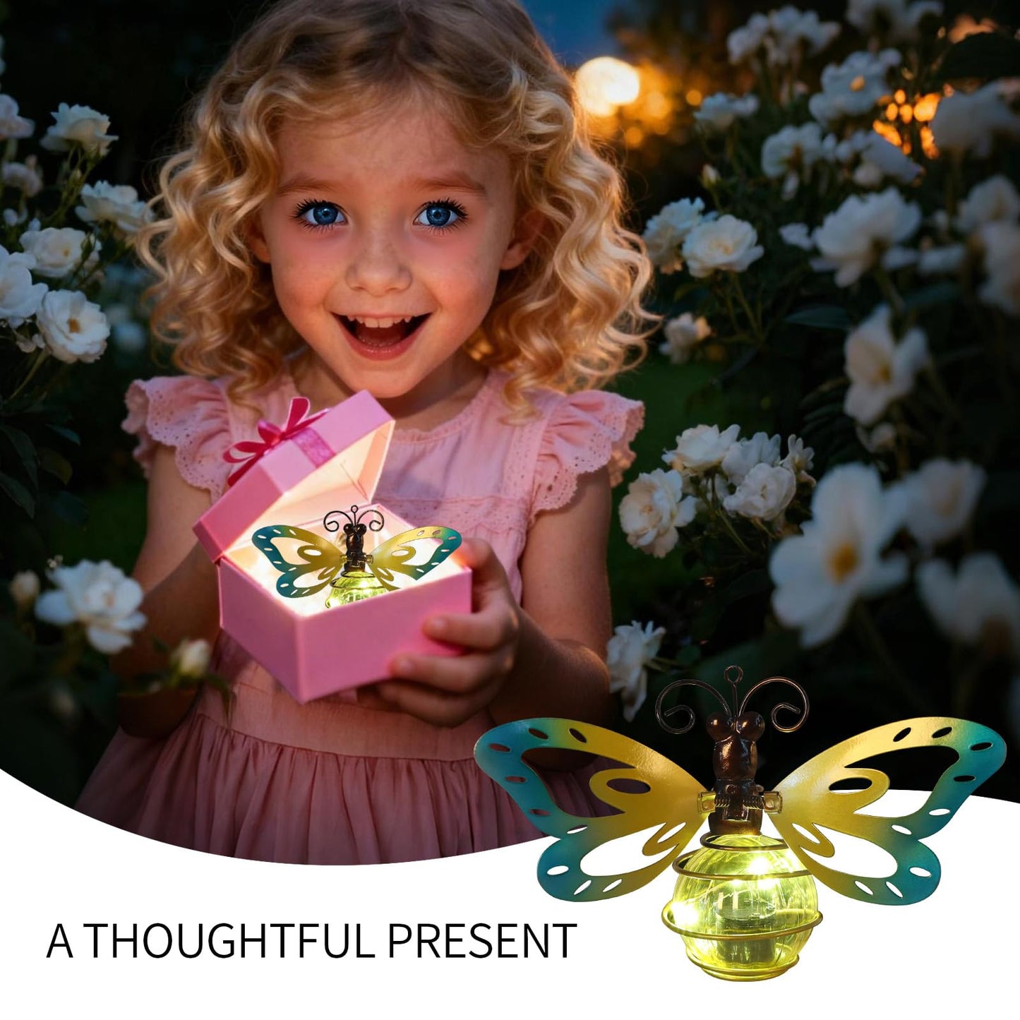 Butterfly Outdoor Decor with Bouncy Springs Pendant Lights Birthday Gifts for Women Mom Grandma,Hanging Solar Lights Outside Waterproof Metal Solar Garden Decoration for Porch,Yard,Backyard,Patio