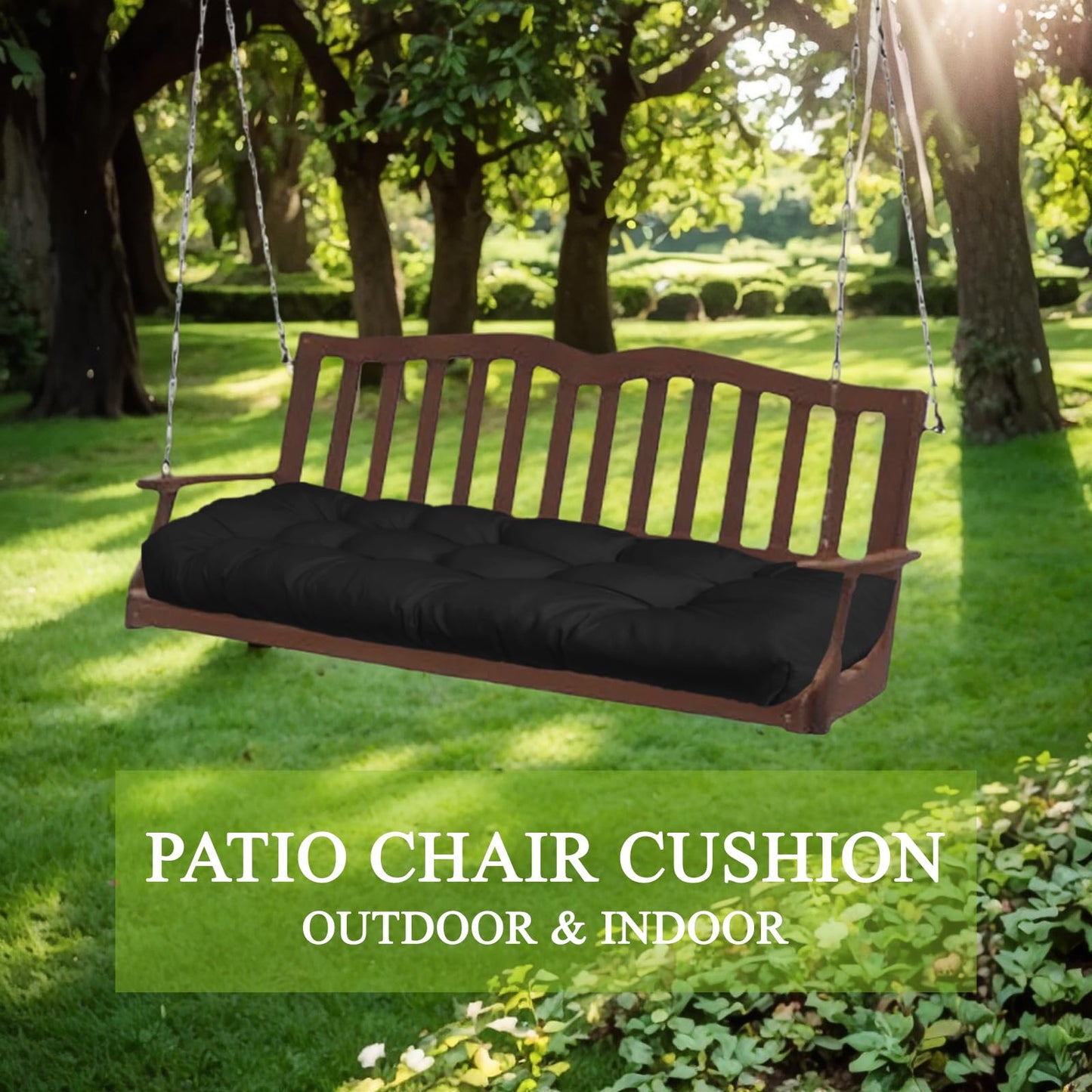 MTMR Outdoor Bench Cushion-44X19 Water-Repellent Tufted Porch Swing Cushions with High Elasticity PP Cotton and Ties Fade-Resistant Patio Outdoor Chair Cushion for Bench Furniture, Indoor Seat Cushion