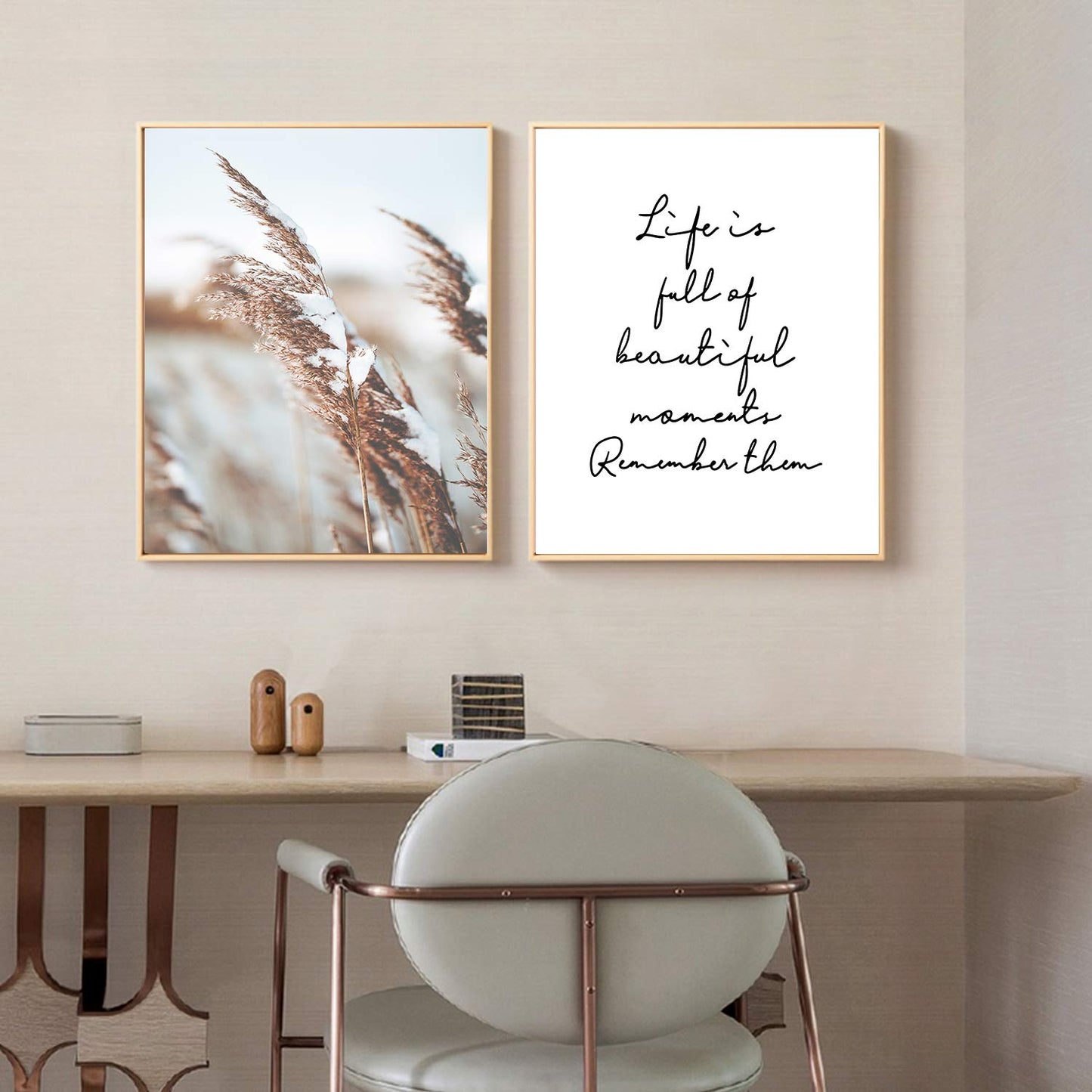 HoozGee Nature Wall Art Prints Set of 6 Canvas Art Wall Decor Botanical Print Pictures Reed Dried Flower Plant Poster Print Home Decorations for Living Room Wall Decor (8"x10" UNFRAMED)