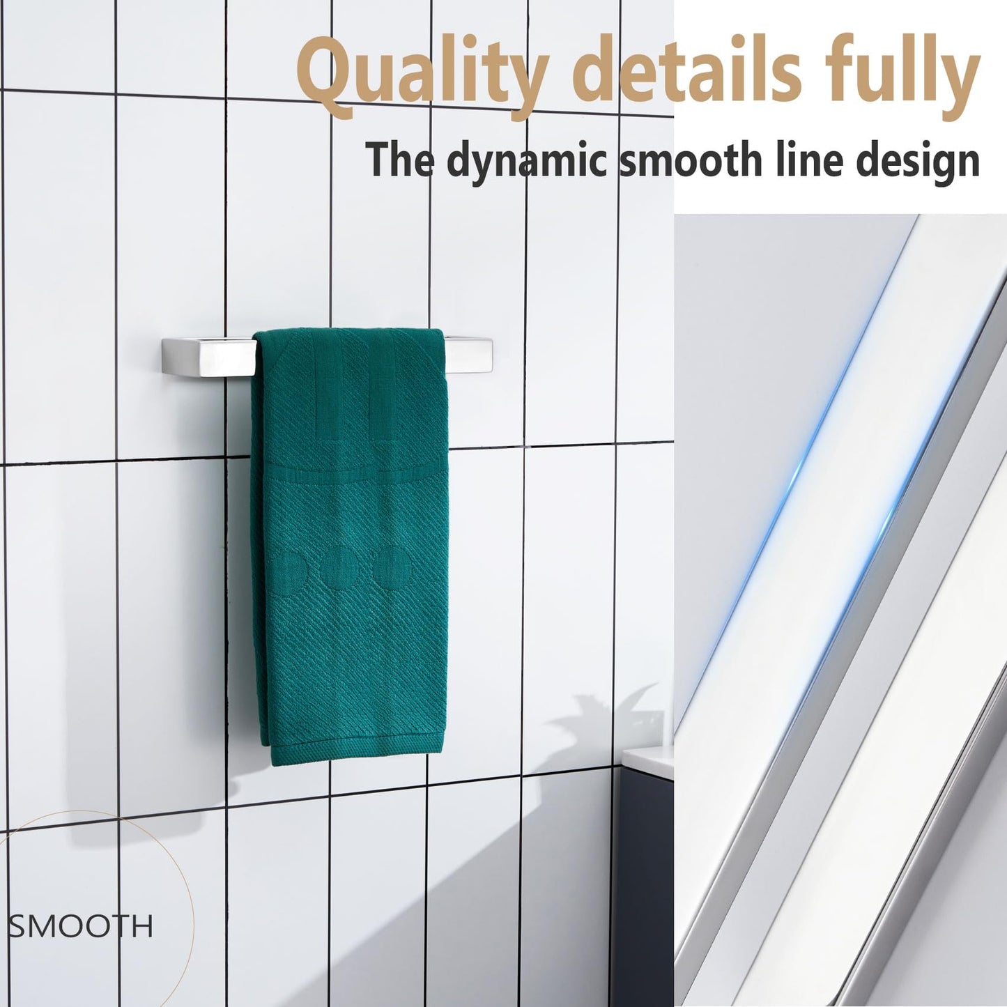 KOKOSIRI Towel Holder Chrome Hand Towel Bar Rack 12-Inch Kitchen Holder Polished Stainless Steel for Bathroom Hardware Wall Mounted, 1 Pack B4008CH-L12