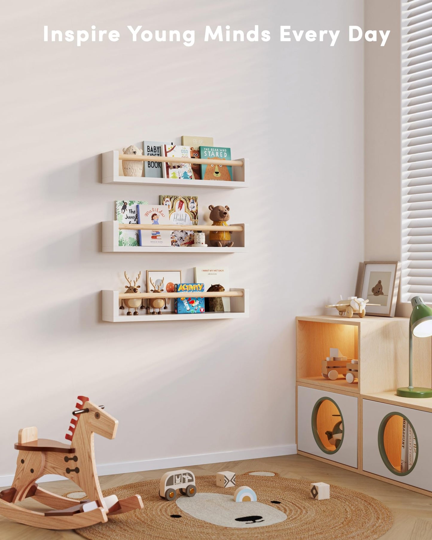 G&W Gruwald Nursery Book Shelves, Set of 3, Wall Bookshelf, Book Shelf for Kids Rooms, Wall Book Shelves for Bedroom Kids, Floating Shelf, Nursery Decor