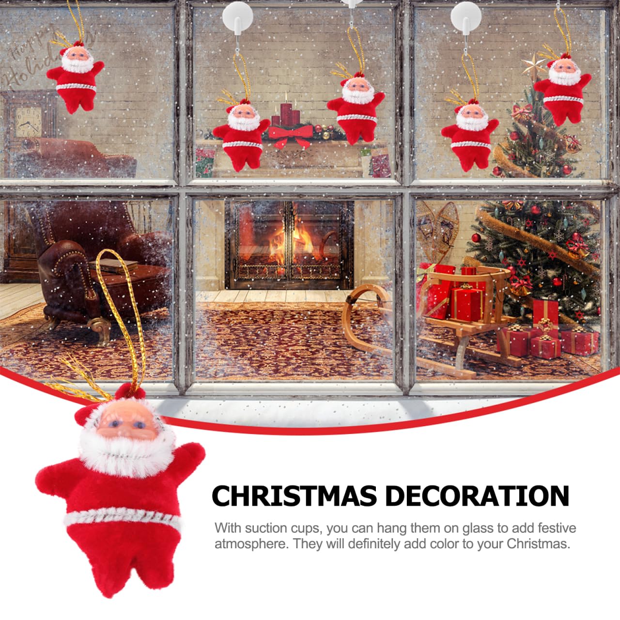 Garneck 20pcs Mini Santa Claus Ornaments Miniature Plush Christmas Tree Hanging Decorations Xmas Tree Pendants for Holiday Party Home Decor