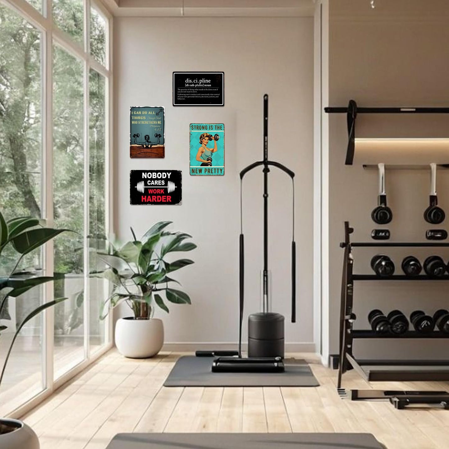 Gym Sign Workout Posters for Home Gym Motivational Wall Art Decor Nobody Cares Work Harder Metal Sign Funny Fitness Poster Garage Tin Signs Weight Room Accessories 8x12 Inch