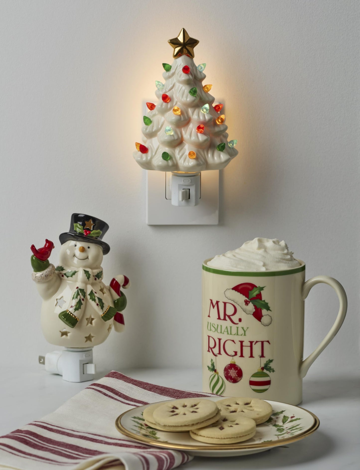 Lenox 897958 Happy Holly Days Snowman Night Light, Christmas Decorations, Decor