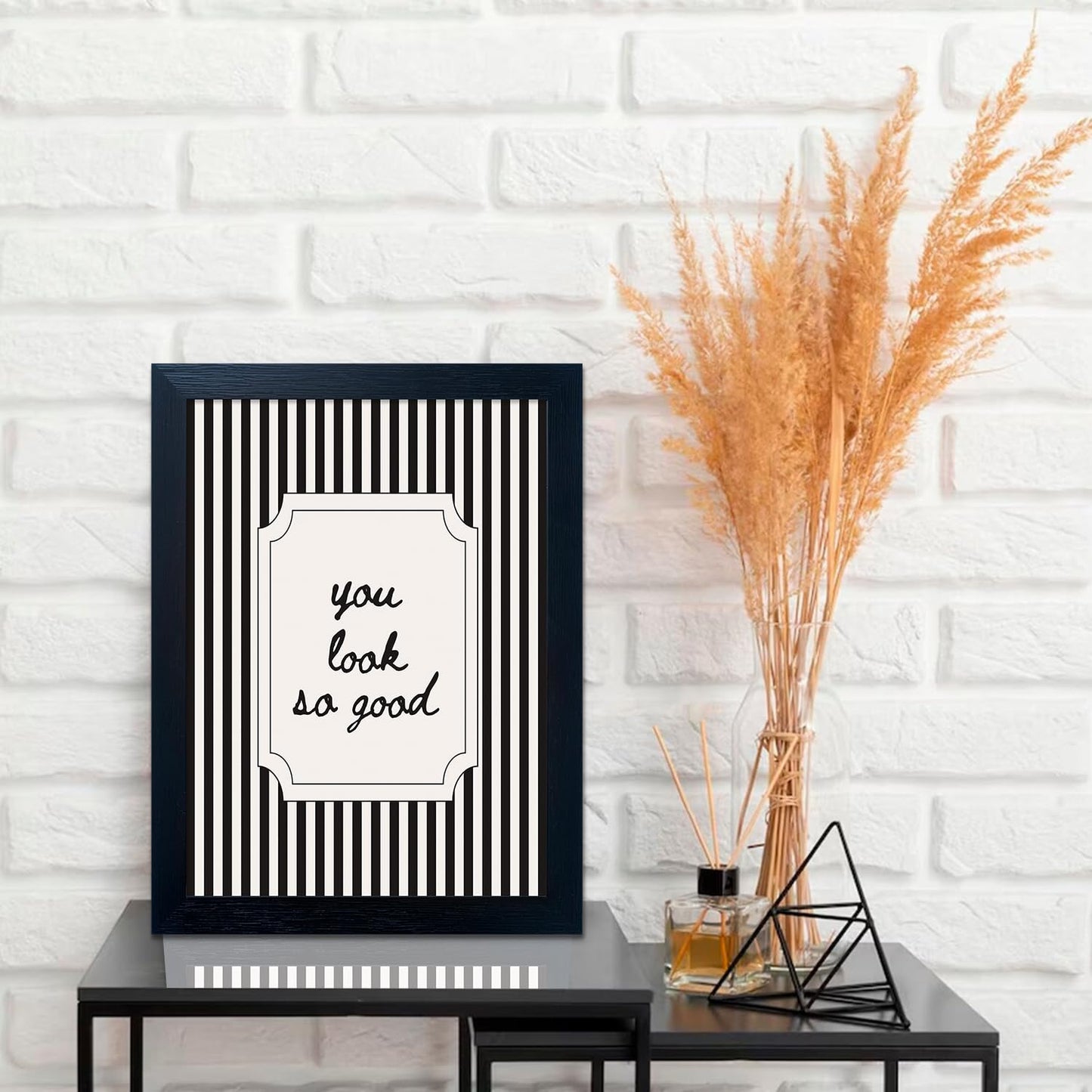 Black and White Bathroom Wall Art You Look So Good Framed Black Striped Bathroom Decor Modern Minimalist Canvas Print Painting Artworks for Wall
