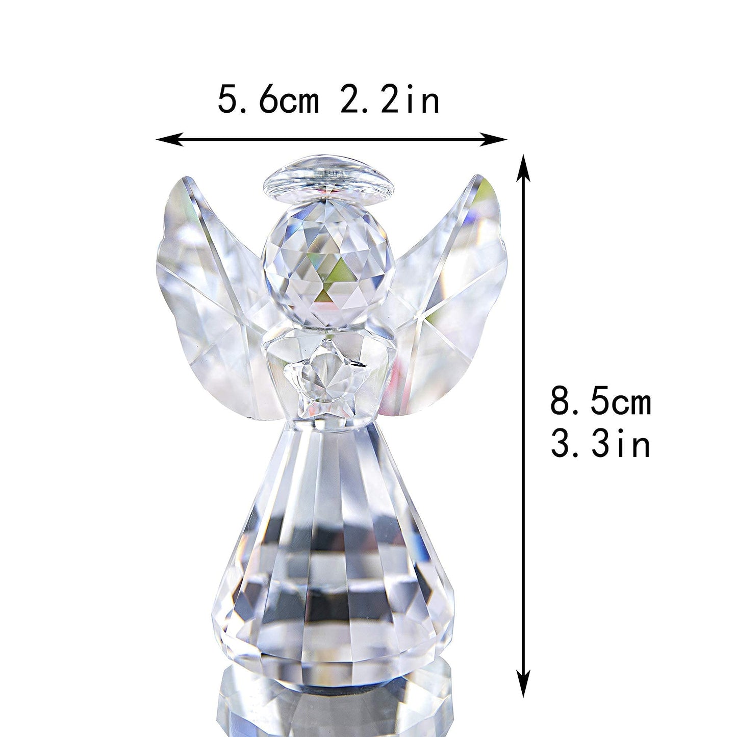 HDCRYSTALGIFTS 3inch Crystal Guardian Angel Figurine Paperweight Decor Glass Christmas Angel Statue Ornaments Art Collectible Gift for Women (Clear)