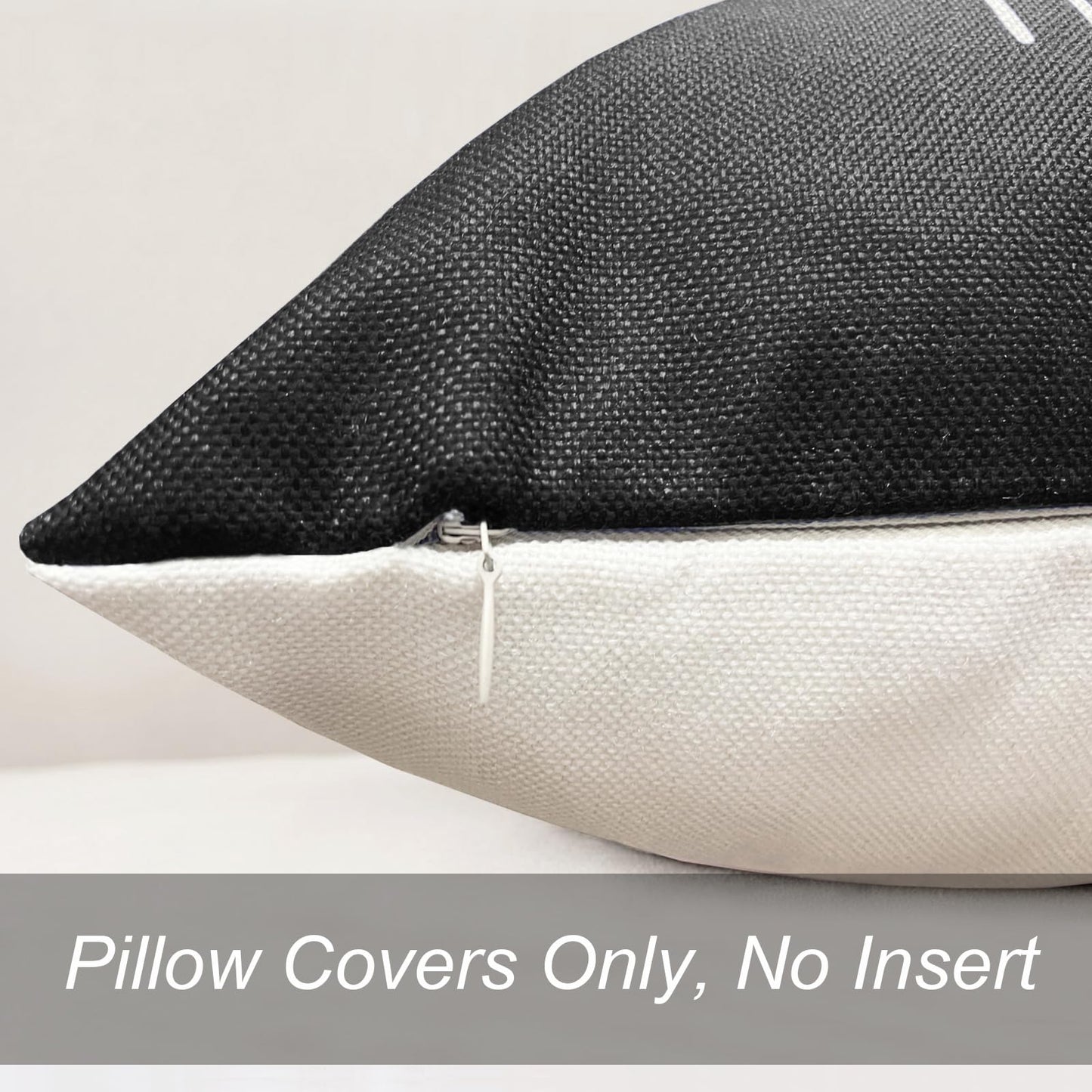 RYSMIYOU Decorative Throw Pillow Covers 18x18 inch Set of 4 Black White Pillow Covers for Couch Sofa Bed Living Room,Farmhouse Outdoor Throw Pillow Cover,Geometric Linen Square Throw Pillow Cases