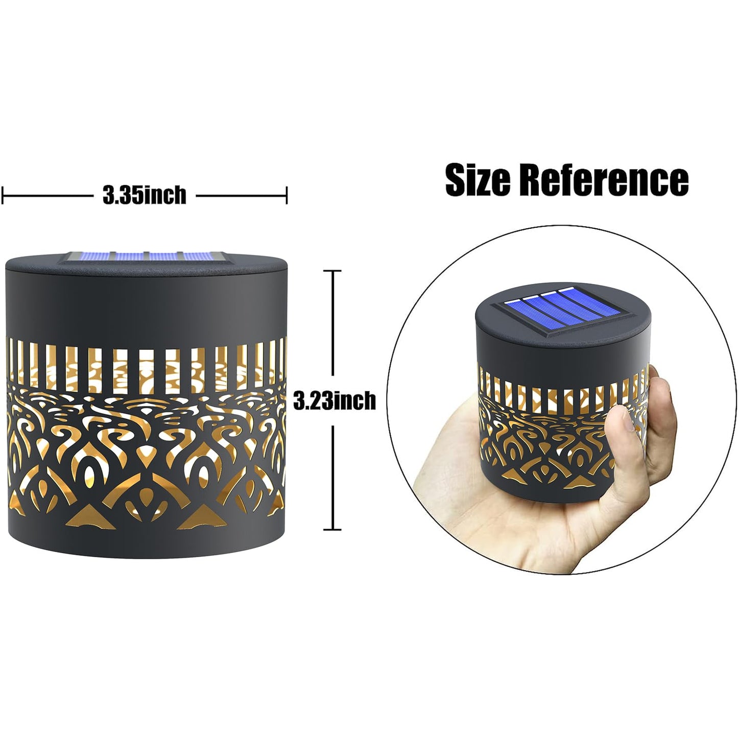 Hapjoy Solar Fence Lights 2 Pack Outdoor Deck Step Wall Lights Metal Waterproof LED Warm Yellow Light for Garden Post Patio Backyard Yard Decor (Butterfly-Flower, 2)