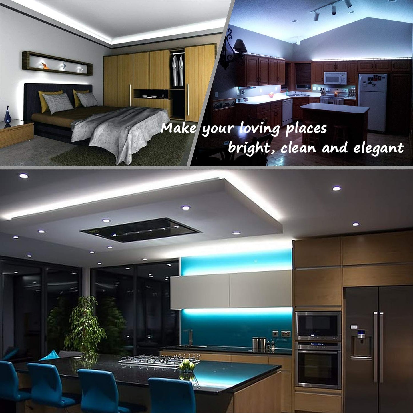 Areful LED Rope Lights, 16ft Daylight White Strip Lights with Clear PVC Jacket, Connectable and Flexible, Waterproof for Indoor Outdoor use, 110V Plugin Tape Lighting with High Brightness 3528 LEDs