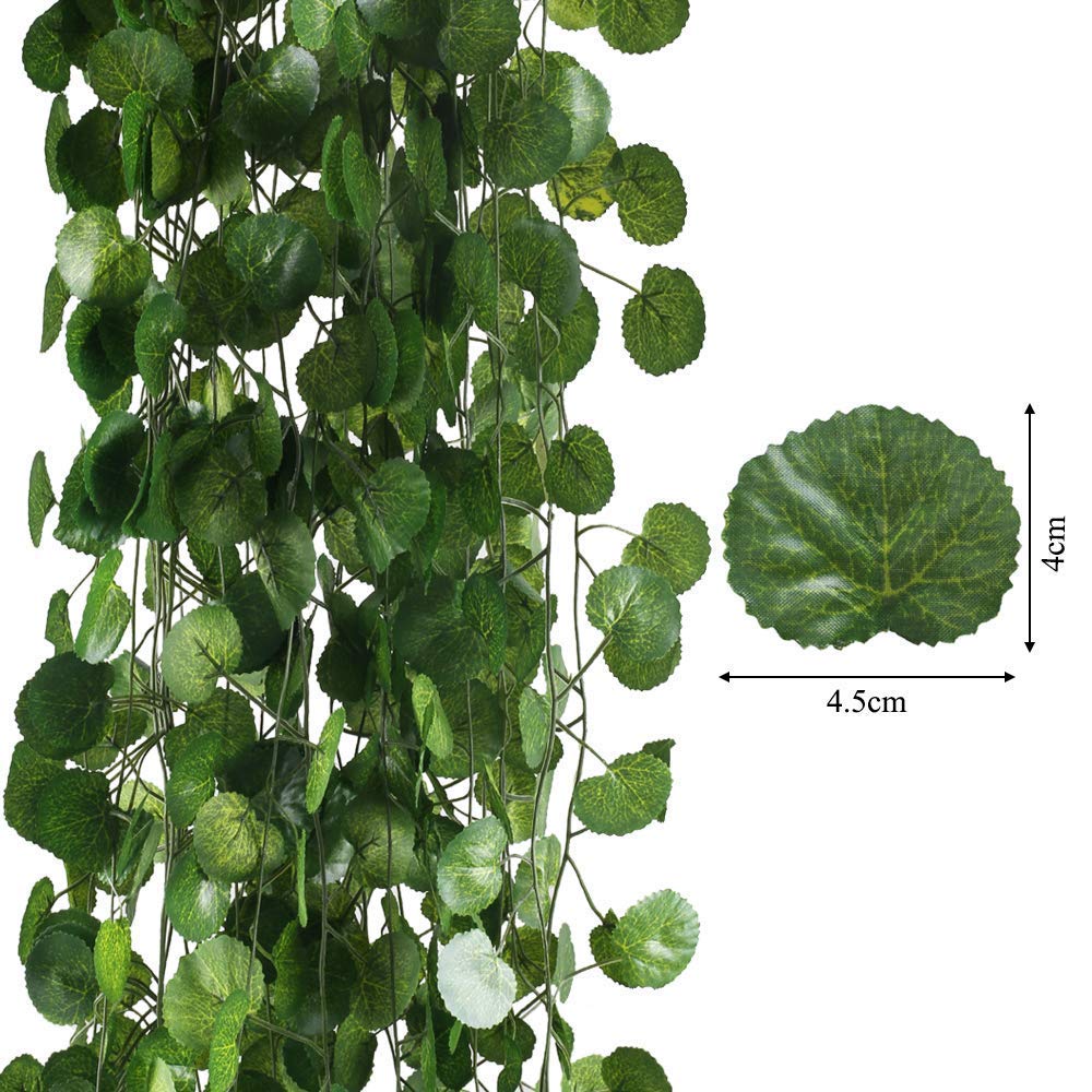 HO2NLE 12 Pack 84Ft Artificial Vines Hanging Greenery Garland Leaves Wall Room Ceiling Decor Fake Vines for Home Kitchen Bedroom Garden Wedding Jungle Party Enchanted Forest Decorations