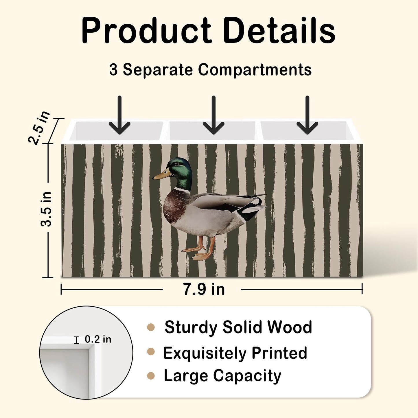 nvucamd Mallard Duck Pen Pencil Holder for Desk, Preppy Olive Ducks Office Desk Accessories, Trendy Cute Mallard Duck Pen Holders Organizer for Nursery Classroom Bathroom