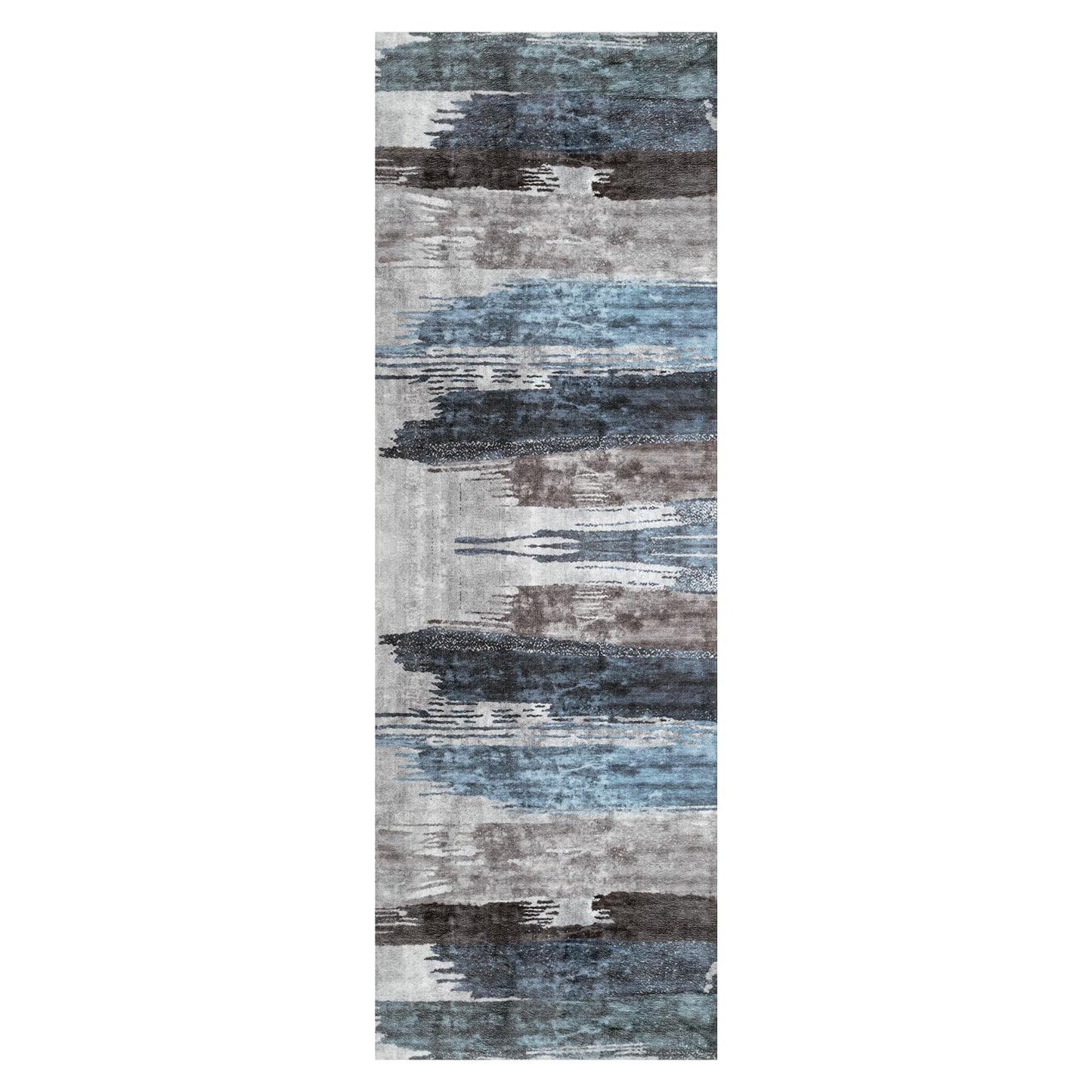 Ciicool 2x6 Washable Runner Rug, Modern Abstract Hallway Rugs Runner, Non-Slip Thin Accent Rug Lightweight Navy Grey Print Distressed Carpet for Laundry Entryway Bedroom Kitchen Bathroom Indoor