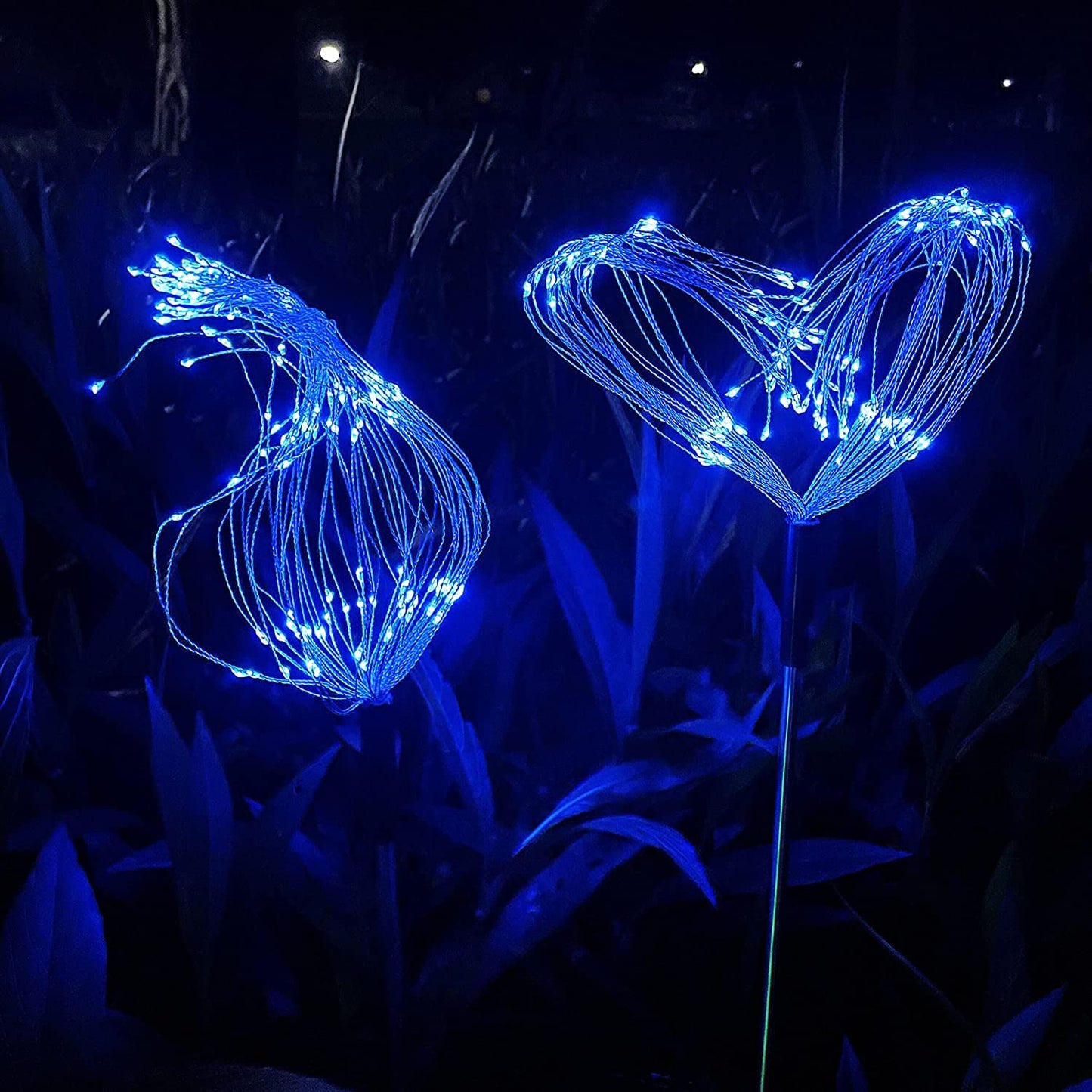 JJGoo Solar Firework Lights, 2 Pack 150 LEDs 2 Lighting Modes Solar Lights Outdoor Waterproof for Garden Patio Walkway Pathway Party Wedding Christmas Decorative - Blue