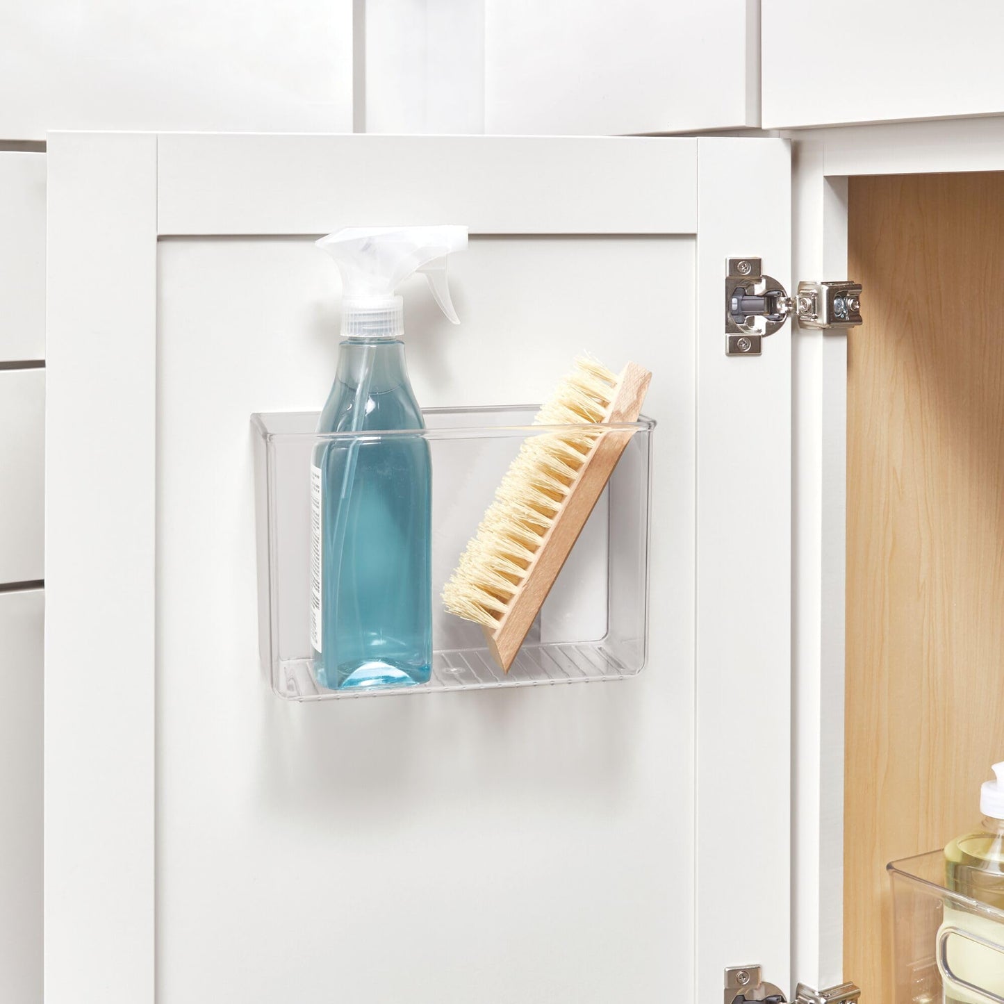 iDesign AFFIXX Plastic Wall Mount Organizer for Kitchen, Bathroom, Office, Bedroom, Garage, Craft Room, 3.5" x 8" x 5.5", Clear