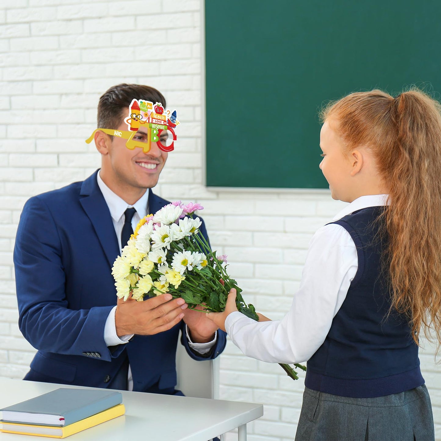 HOWAF 28pcs Thank You Teachers Paper Eyeglasses for Teacher Appreciation Week Photo Booth Props, Teacher Appreciation Week Eyewear Glasses for Teachers Day Decorations, Thank You Teachers Glasses
