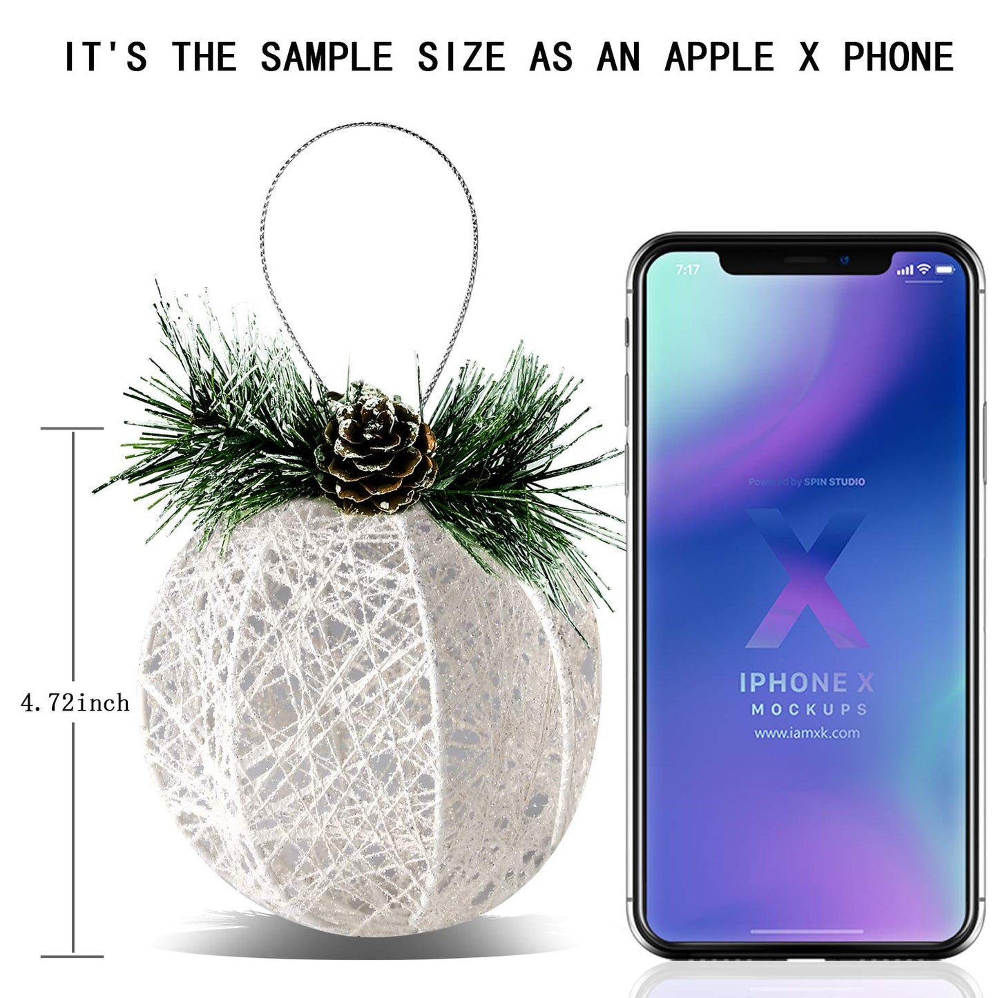 Christmas Ball Ornaments, 4pc Set White Pinecone Rattan Thread String Christmas Tree Ornament Xmas Trees Wedding Party Decorations