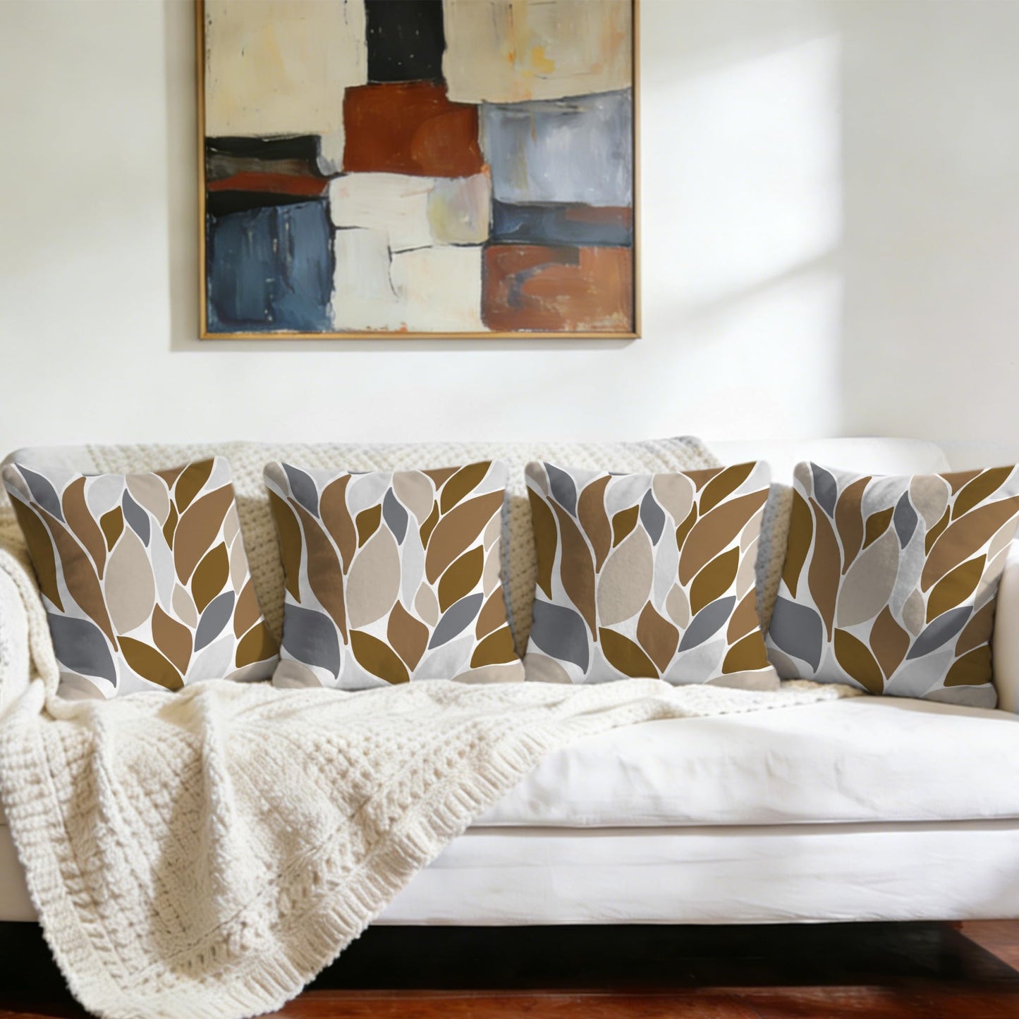JSKLKGHN Throw Pillow Covers Dahlia Floral Flowers Petals Set of 2 Cozy Pillow Case for Couch Bed Sofa Farmhouse Decoration Brown Gray,16x16 Inch